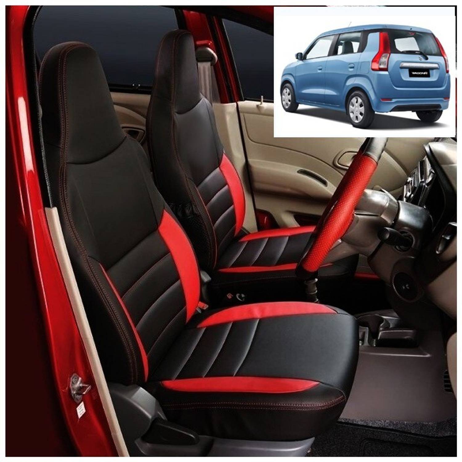 AutoSafe Leather Car Seat Cover For Maruti WagonR