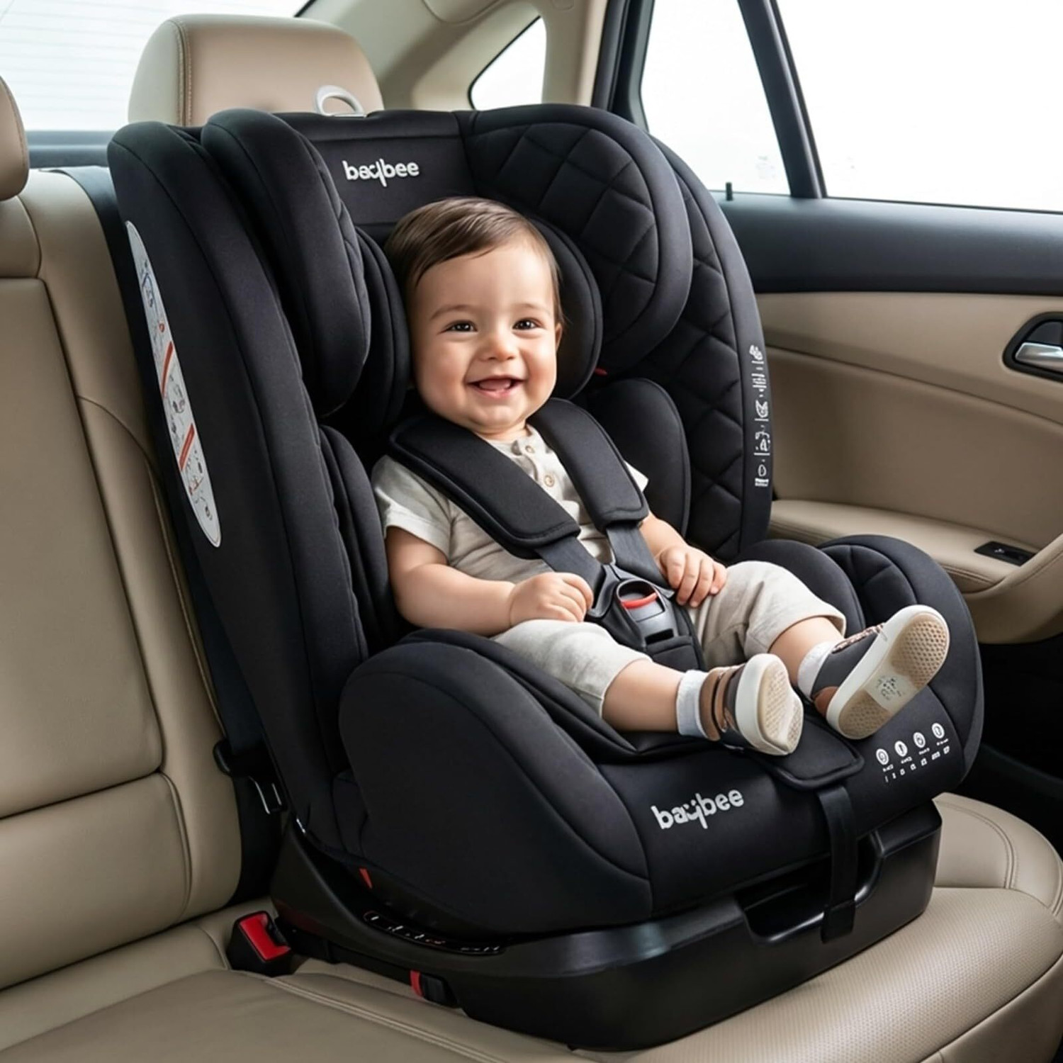 Image of baybee Convertible baby car seat with 3 position recline adjustable headrest Flexi-seat Baby Car Seat