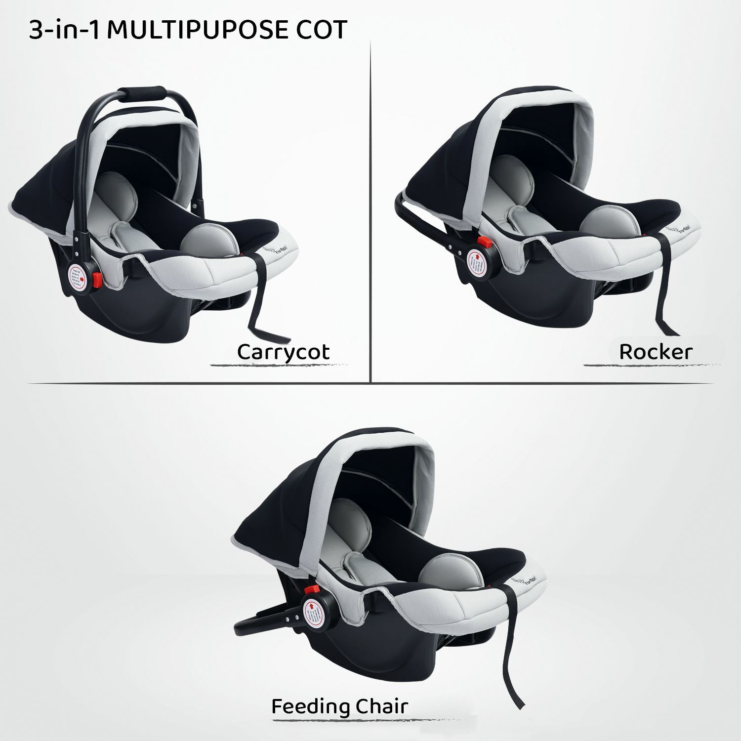 Image of R for Rabbit Cozy Cot 3 Point Safety Harness with UV For 0 to 15 Months Babies Baby Carry Cot
