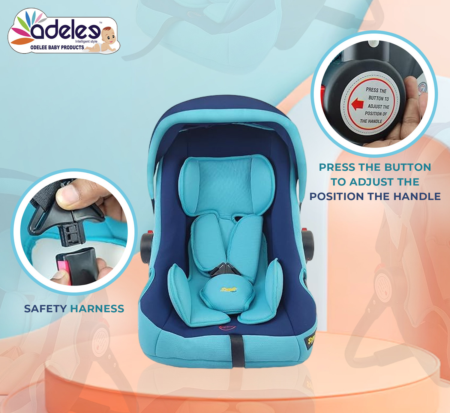 Image of ODELEE Baby Carry Cot, Car Seat, For Babies of 0 to 15 Months Baby Carry Cot