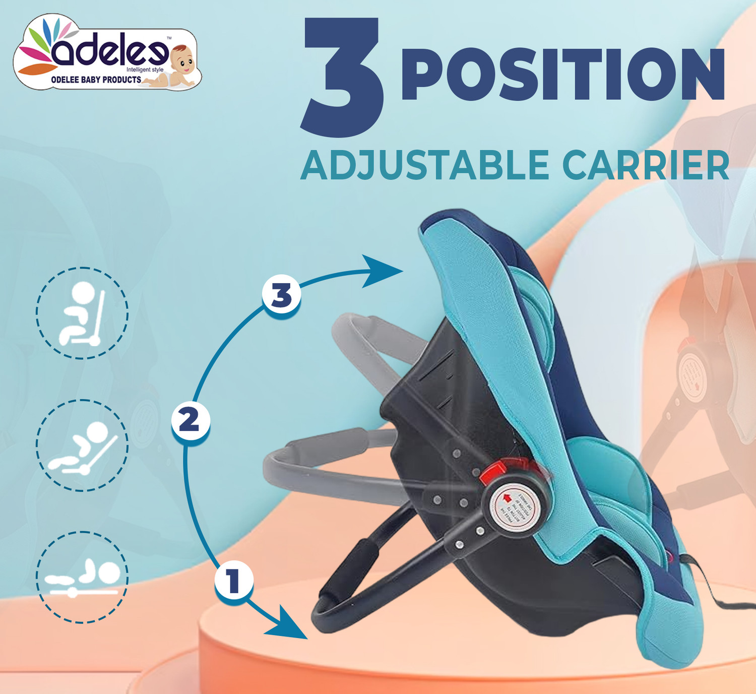 Image of ODELEE Baby Carry Cot, Car Seat, For Babies of 0 to 15 Months Baby Carry Cot