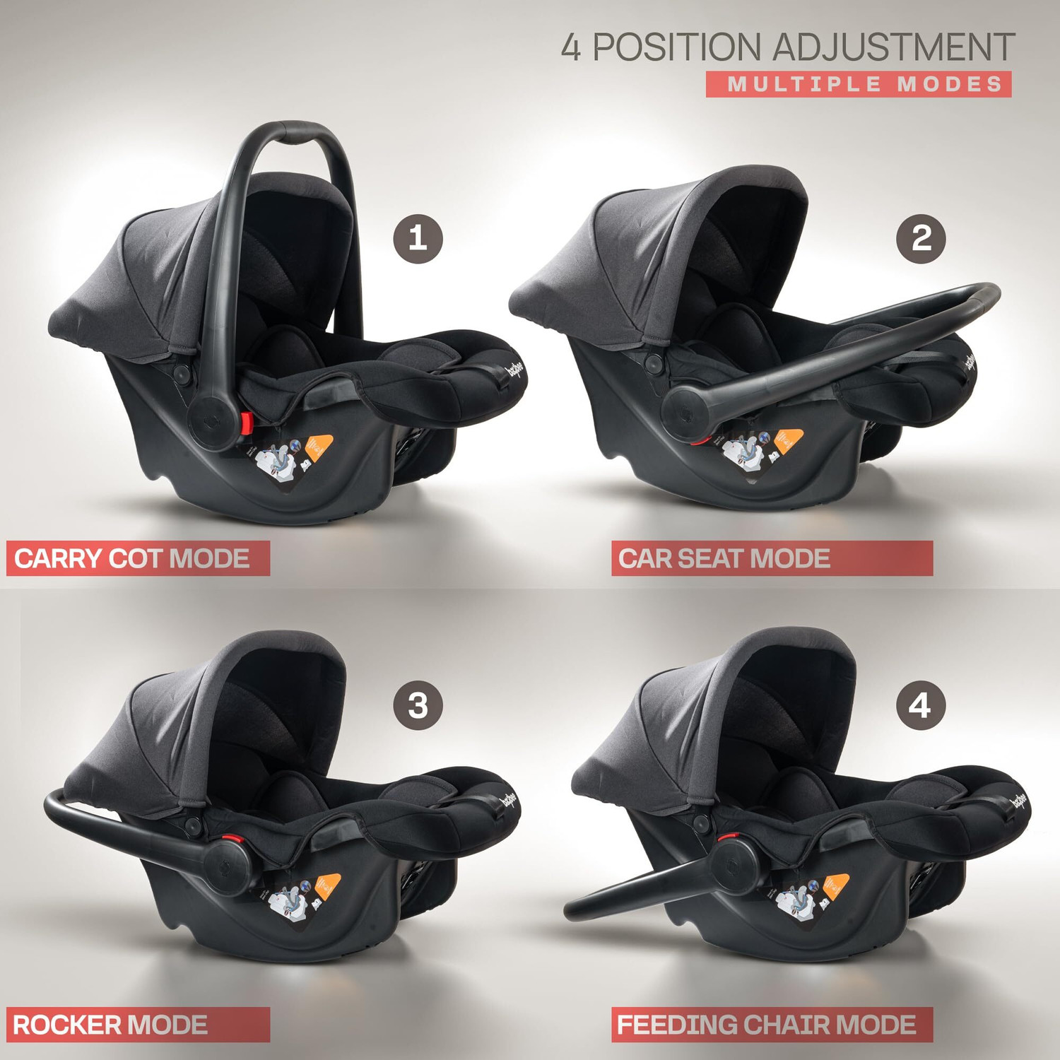 Image of baybee 4 in 1 Multi Purpose Baby Carry Cot Cum Car Seat with Canopy, Adjustable Baby Carry Cot