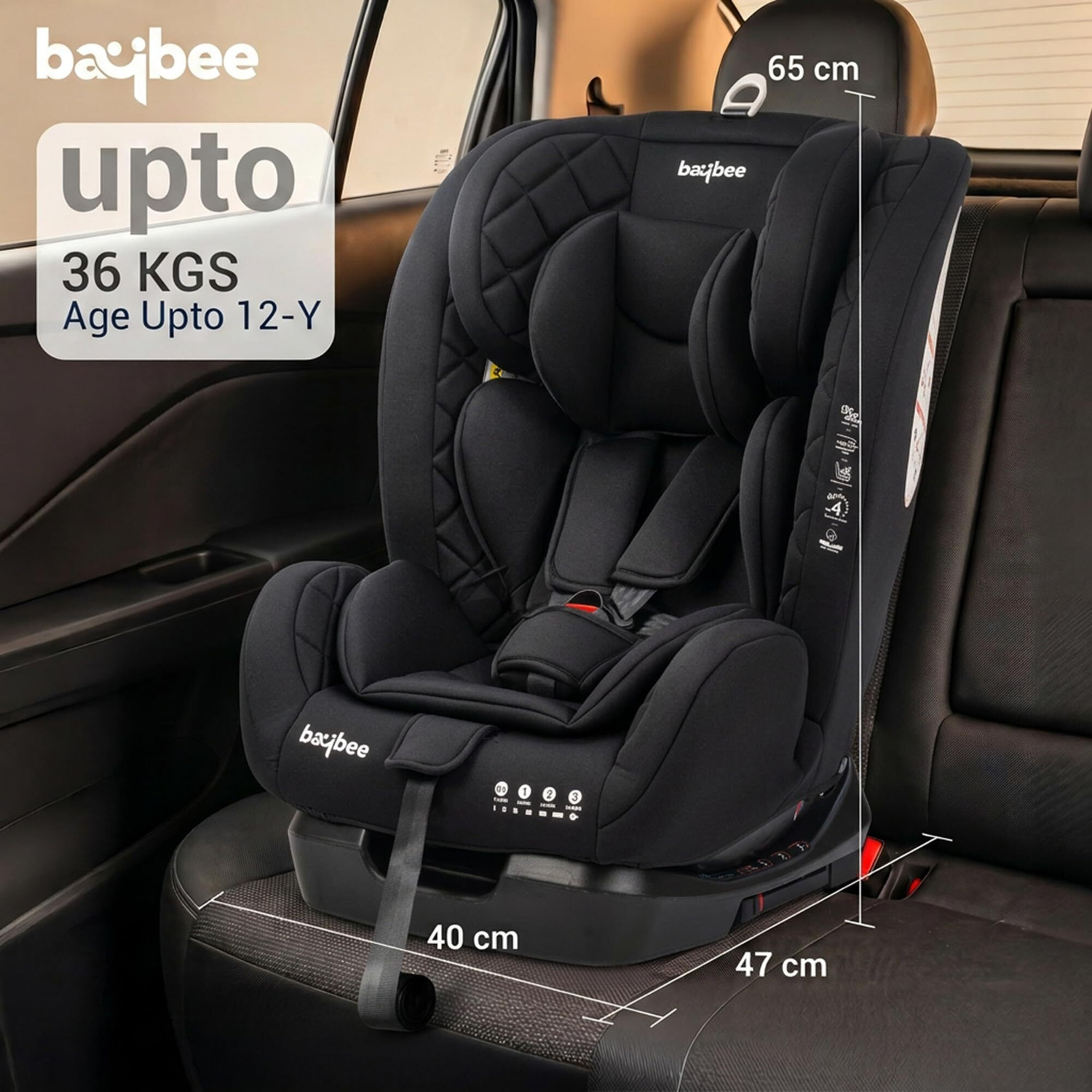 Image of baybee Convertible baby car seat with 3 position recline adjustable headrest Flexi-seat Baby Car Seat