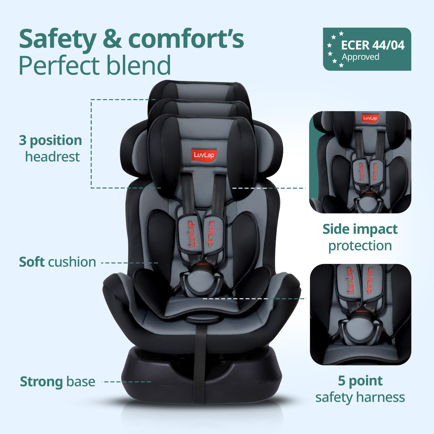 Image of LuvLap Galaxy Convertible Car Seat for Baby & Kids from 0 Months to 7 Years, Baby Car Seat