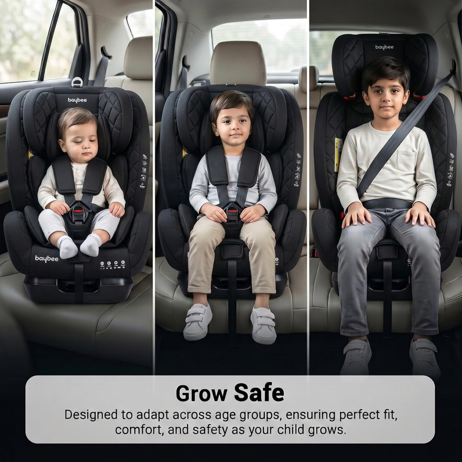 Image of baybee Convertible baby car seat with 3 position recline adjustable headrest Flexi-seat Baby Car Seat
