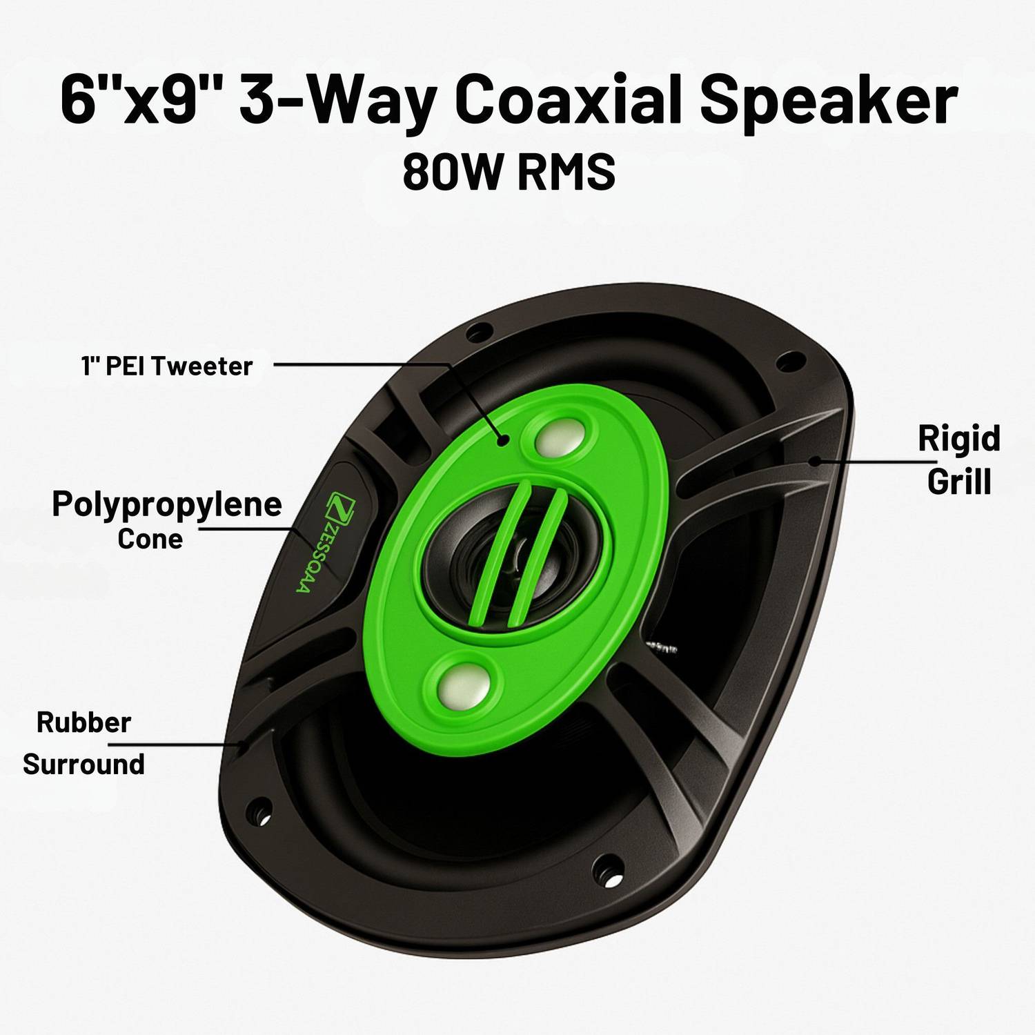 saya Zessqaa ZQ-6901SPK Oval 3 Way High Performance Coaxial Car Speaker