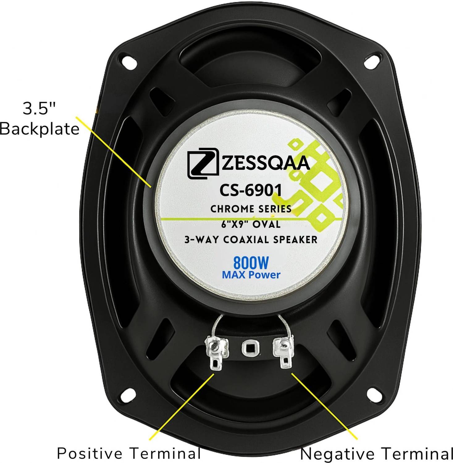 ZESSQAA 6x9 Inch 3-Way Coaxial Car Speakers | 800W Peak | Rear
