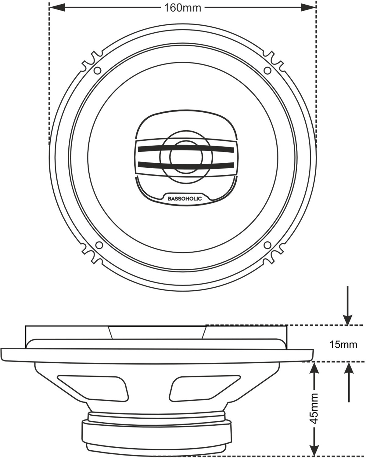 Image of BASSOHOLIC Two Way 6 Inches High Bass Bass-BLSP06 Coaxial Car Speaker
