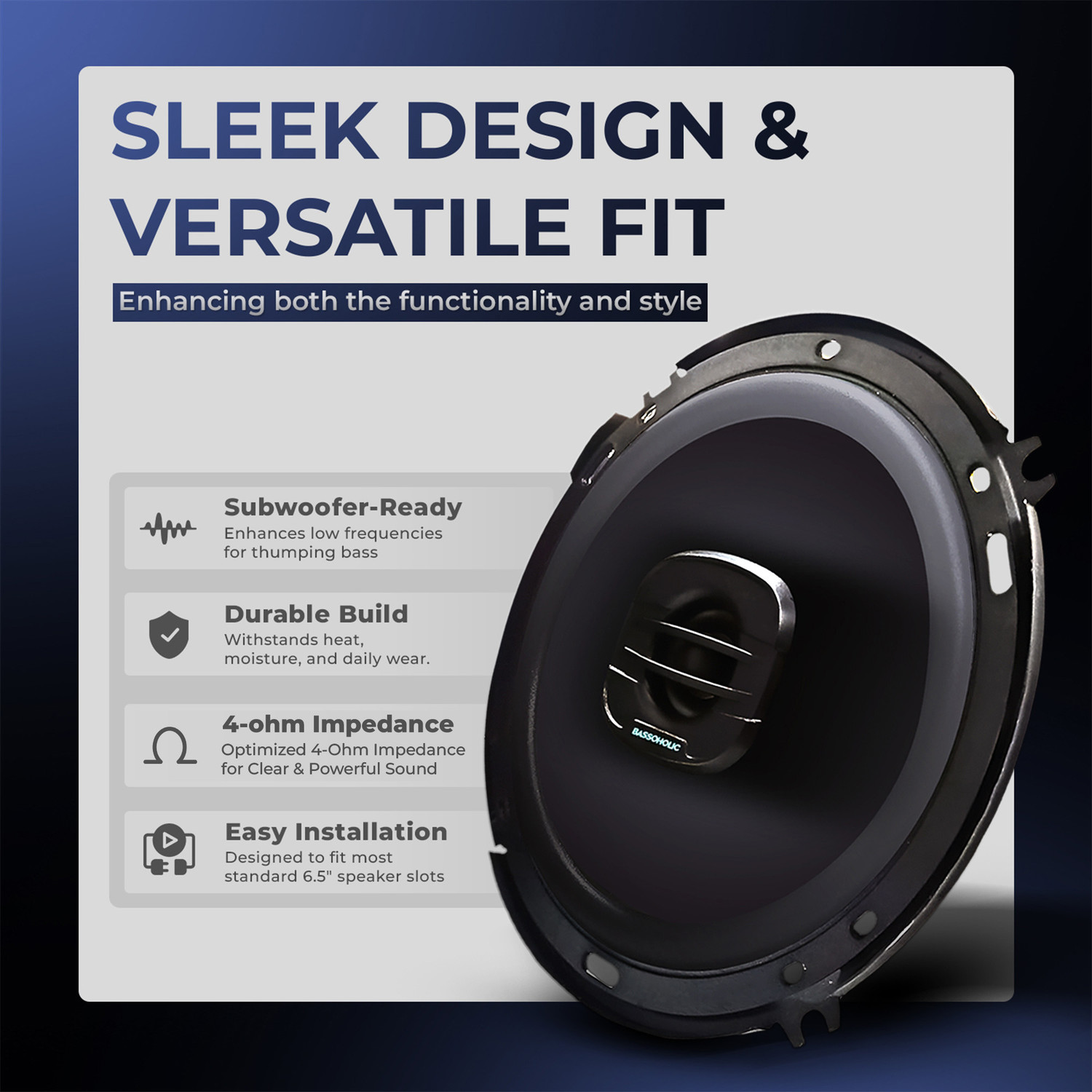 Image of BASSOHOLIC Two Way 6 Inches High Bass Bass-BLSP06 Coaxial Car Speaker
