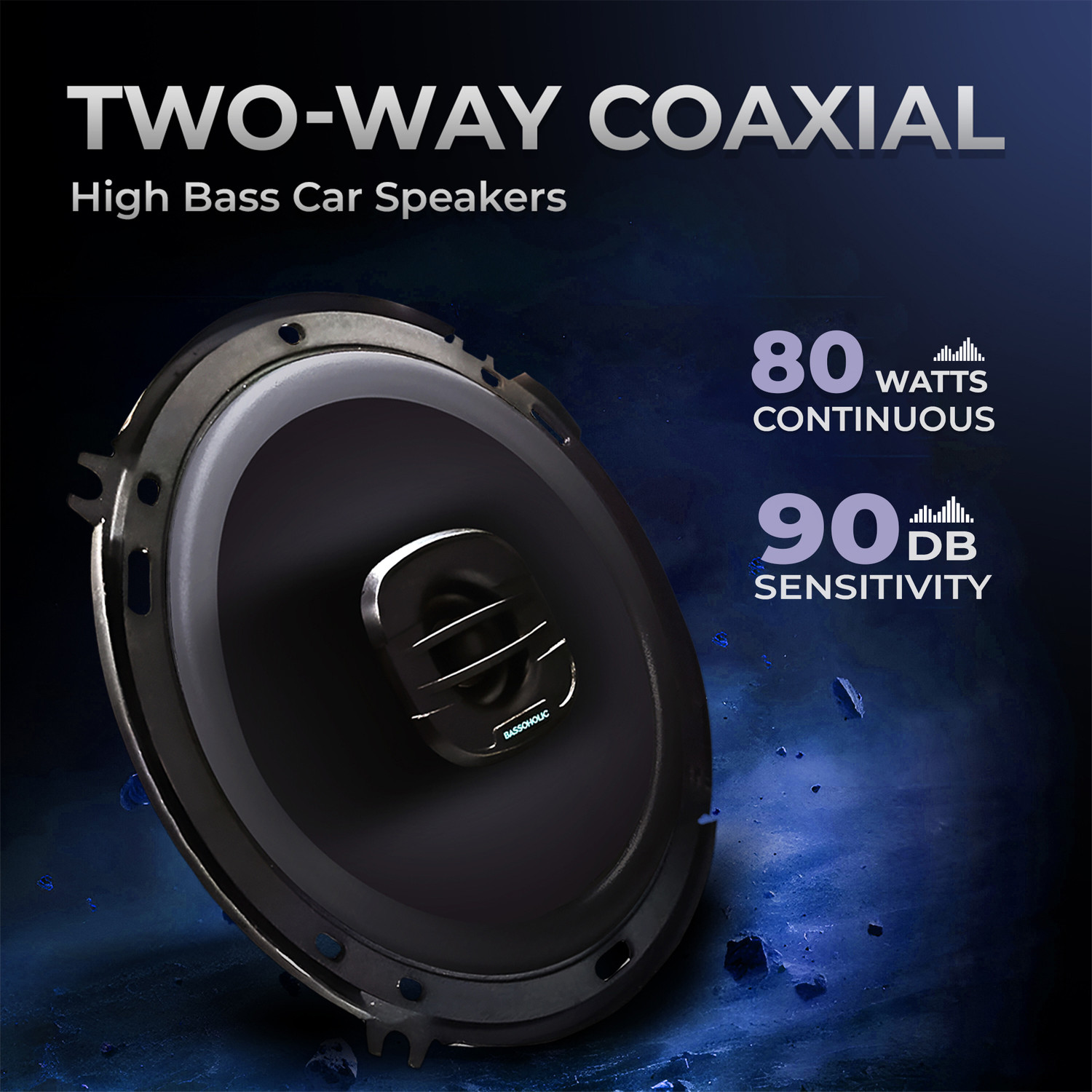 Image of BASSOHOLIC Two Way 6 Inches High Bass Bass-BLSP06 Coaxial Car Speaker