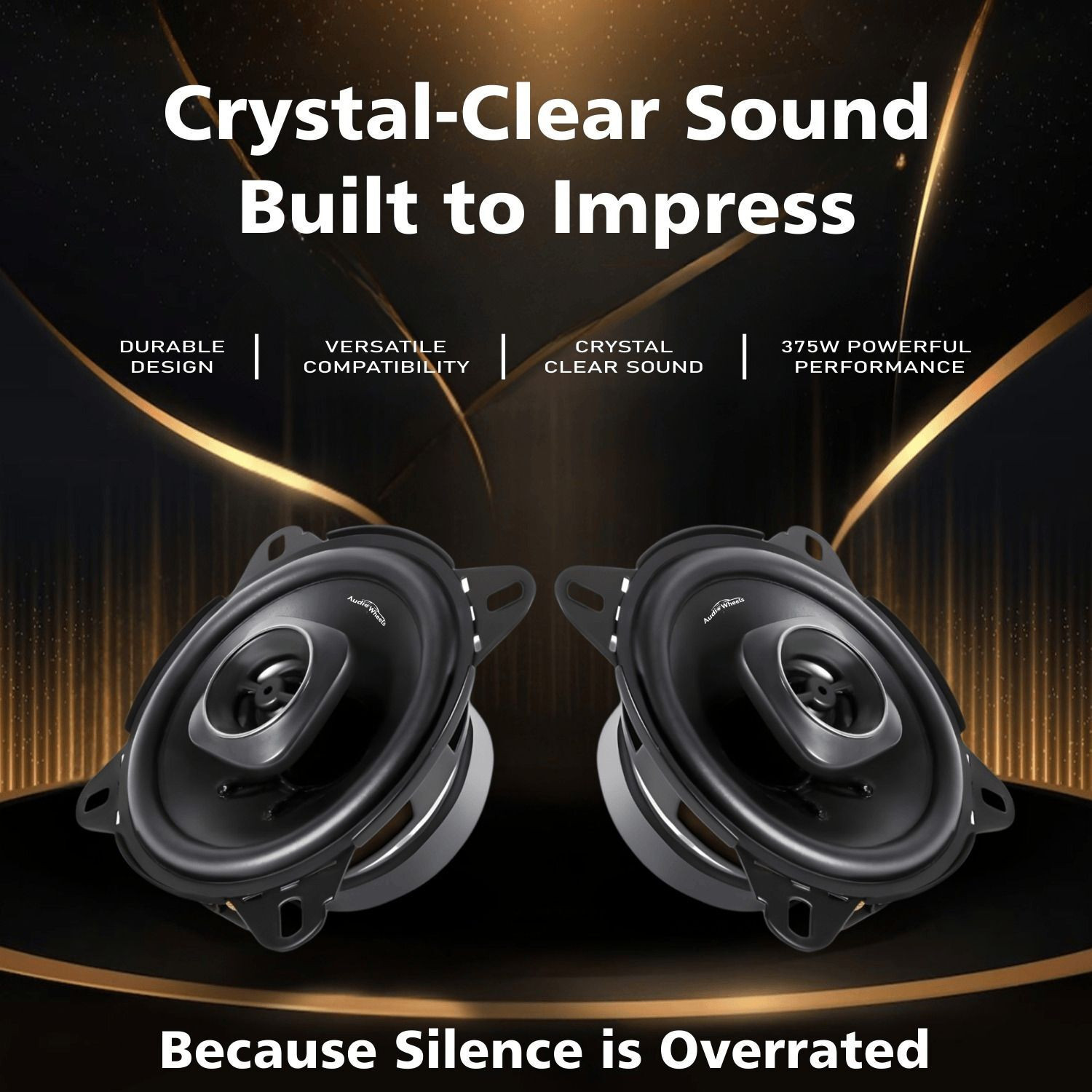 Image of Audio Wheels Rubber Edge PP Cone | 4Ω Impedance | High-Performance Sound Upgrade 4 inch Thunder Legend Car Speaker - 80W RMS, 375W Max | 26mm Voice Coil | Deep Bass Coaxial Car Speaker