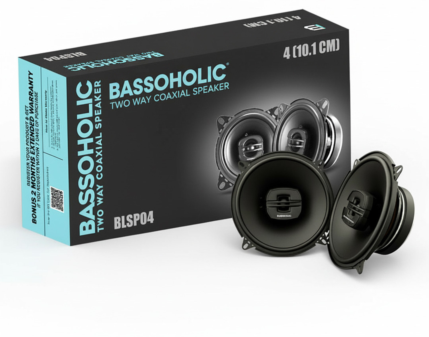 Image of BASSOHOLIC BLSP04 Premium 4 inch (10.1 cm) Two-Way Coaxial Car Speaker | High-Bass Sound Speakers | 25mm Tweeter | 4 Ohm Impedance | Universal Fit for Cars Coaxial Car Speaker