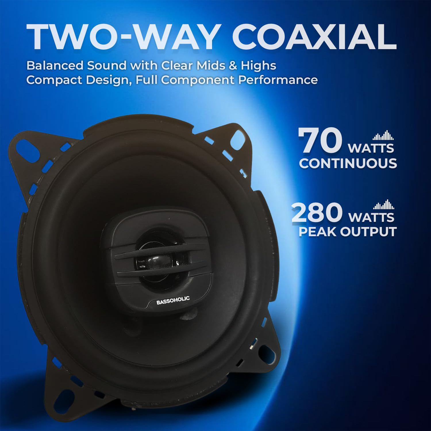 Image of BASSOHOLIC BLSP04 Premium 4 inch (10.1 cm) Two-Way Coaxial Car Speaker | High-Bass Sound Speakers | 25mm Tweeter | 4 Ohm Impedance | Universal Fit for Cars Coaxial Car Speaker