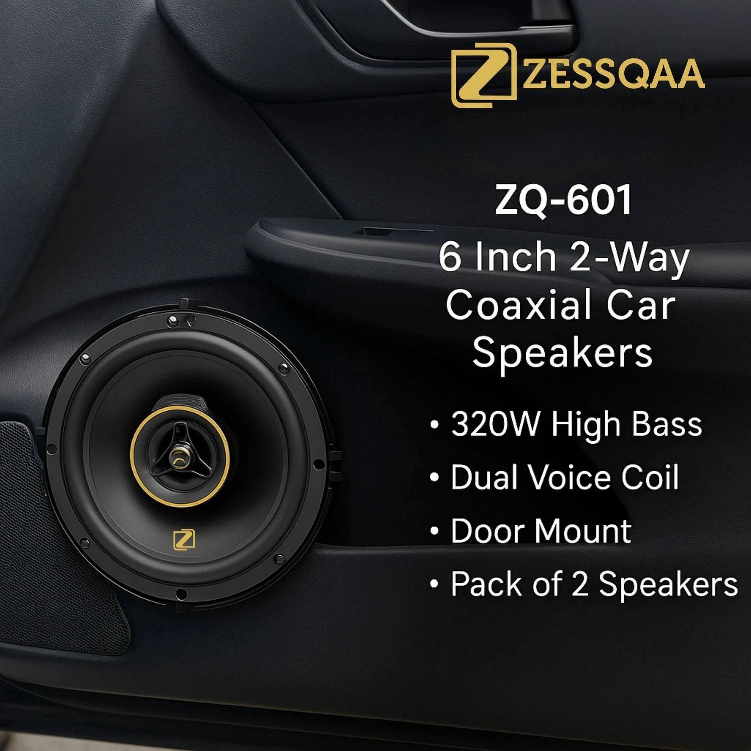 ZESSQAA 6 Inch 2-Way Coaxial Car Speakers | Dual Voice Coil | Door