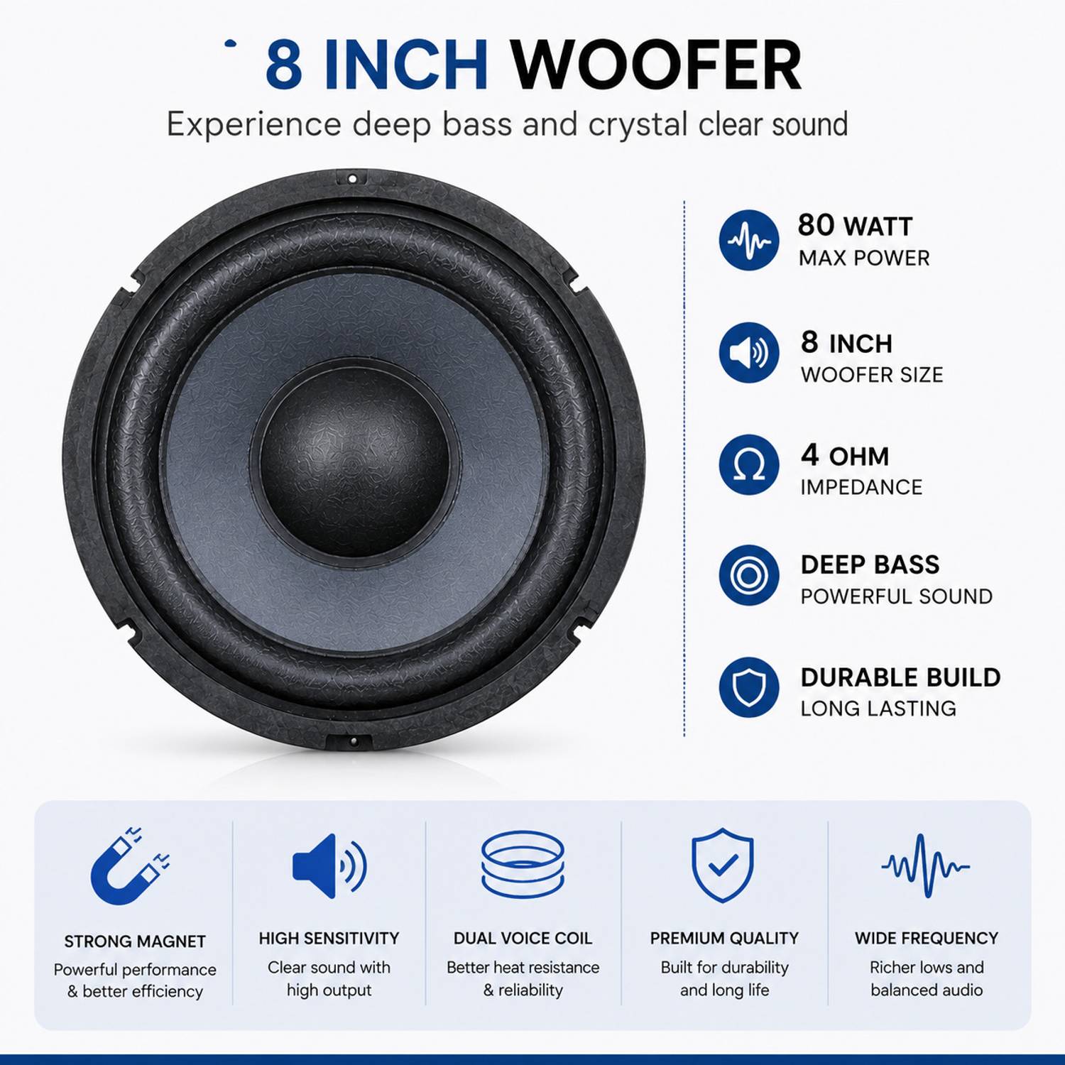 CARSHADE 8 Inch 120W Black Car Speaker - Image 3