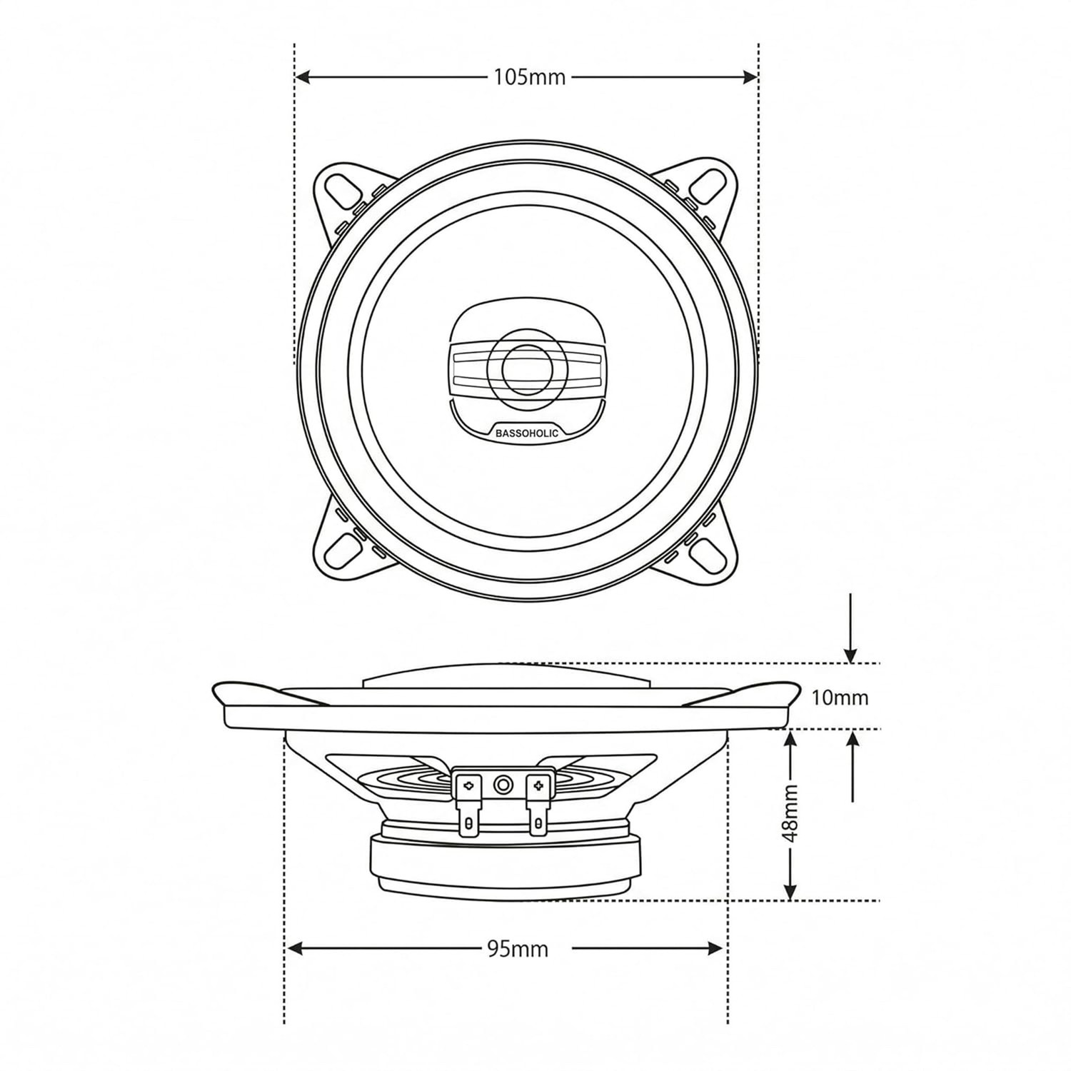 Image of BASSOHOLIC BLSP04 Premium 4 inch (10.1 cm) Two-Way Coaxial Car Speaker | High-Bass Sound Speakers | 25mm Tweeter | 4 Ohm Impedance | Universal Fit for Cars Coaxial Car Speaker