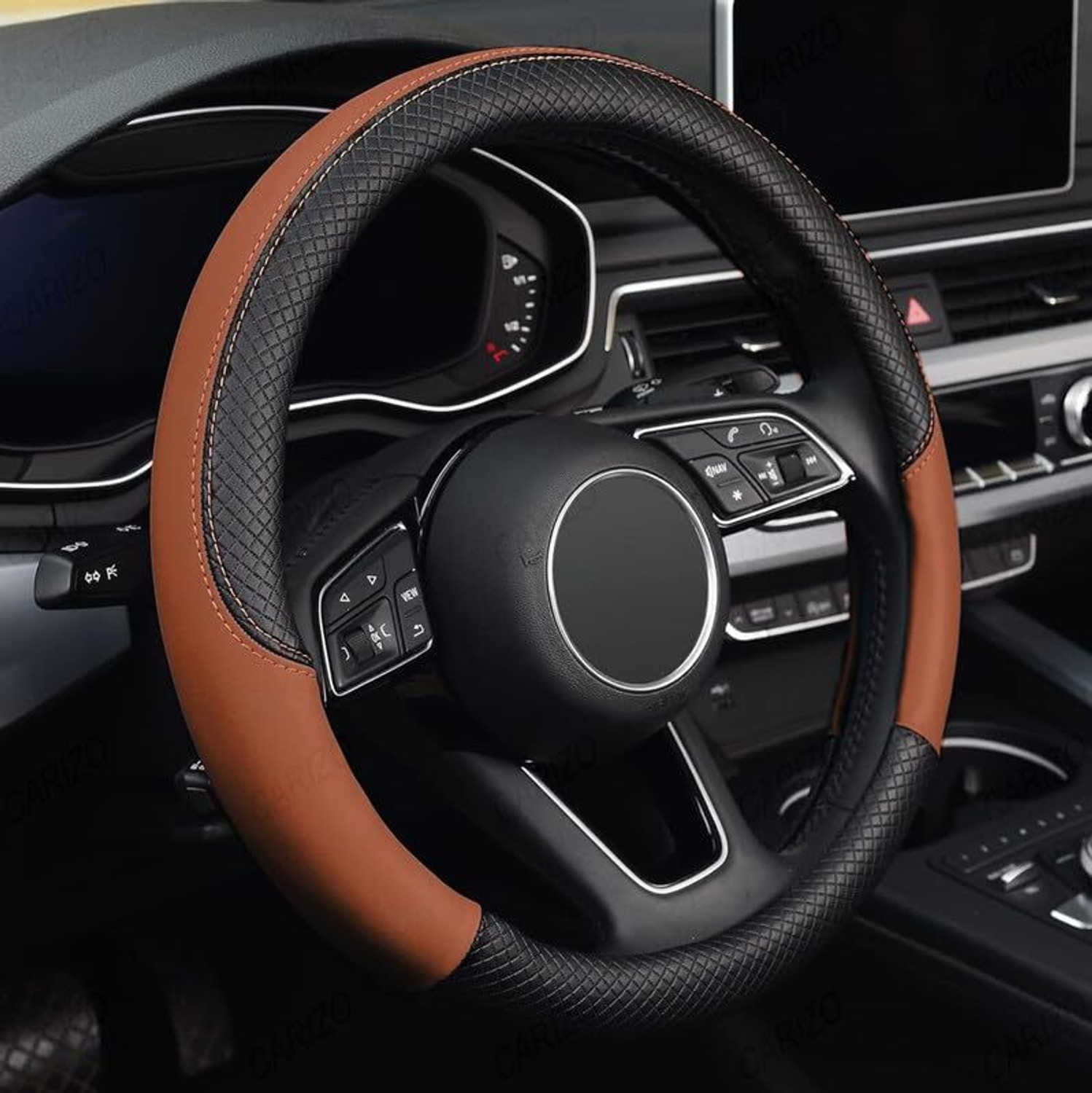 Image of Shri Radha Auto Hand Stiched Steering Cover For Universal For Car Universal For Car
