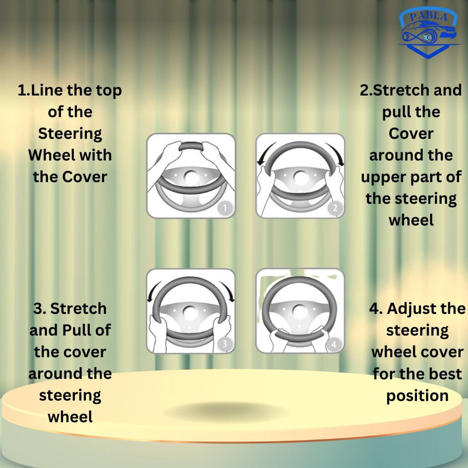 Image of PABLA ENTERPRISES Hand Stiched Steering Cover For Universal For Car Universal For Car