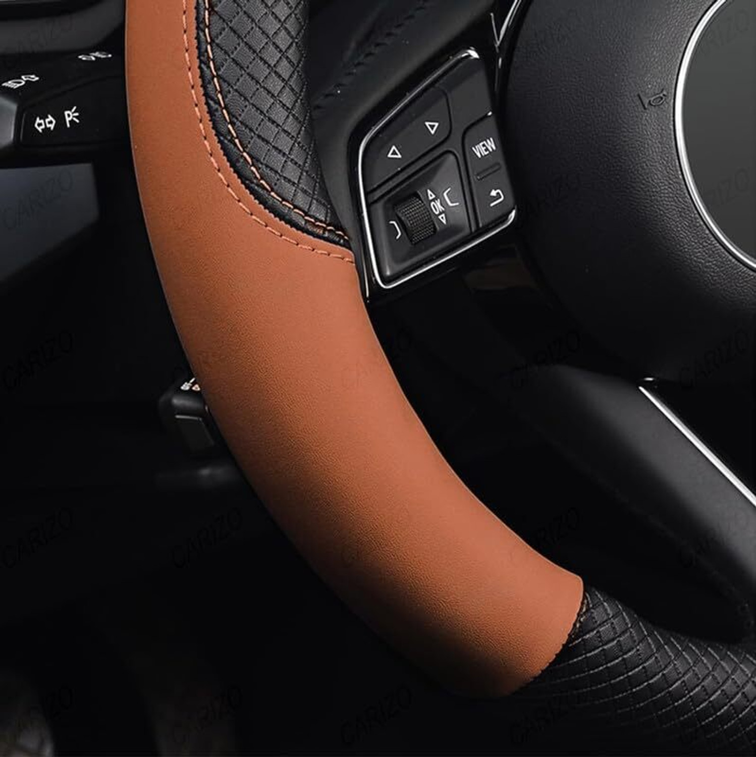 Image of Shri Radha Auto Hand Stiched Steering Cover For Universal For Car Universal For Car
