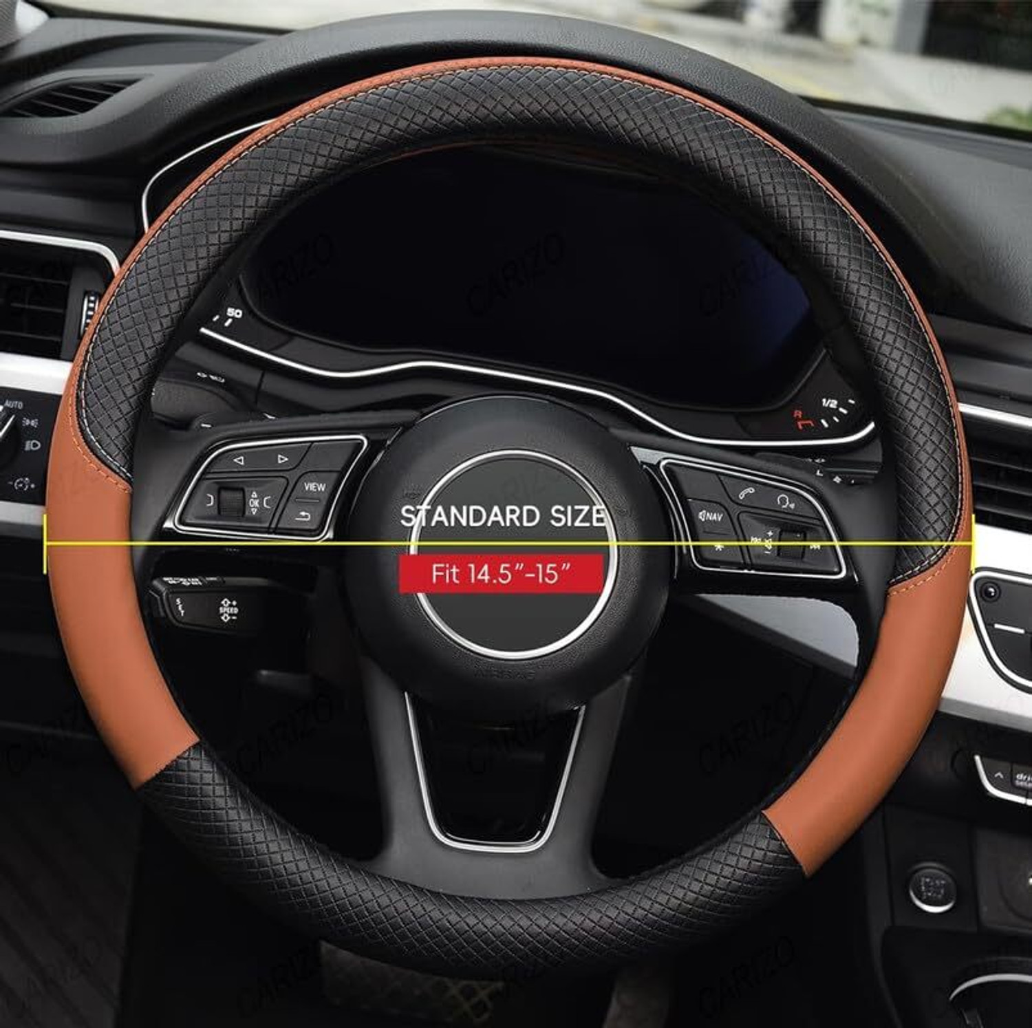 Image of Shri Radha Auto Hand Stiched Steering Cover For Universal For Car Universal For Car