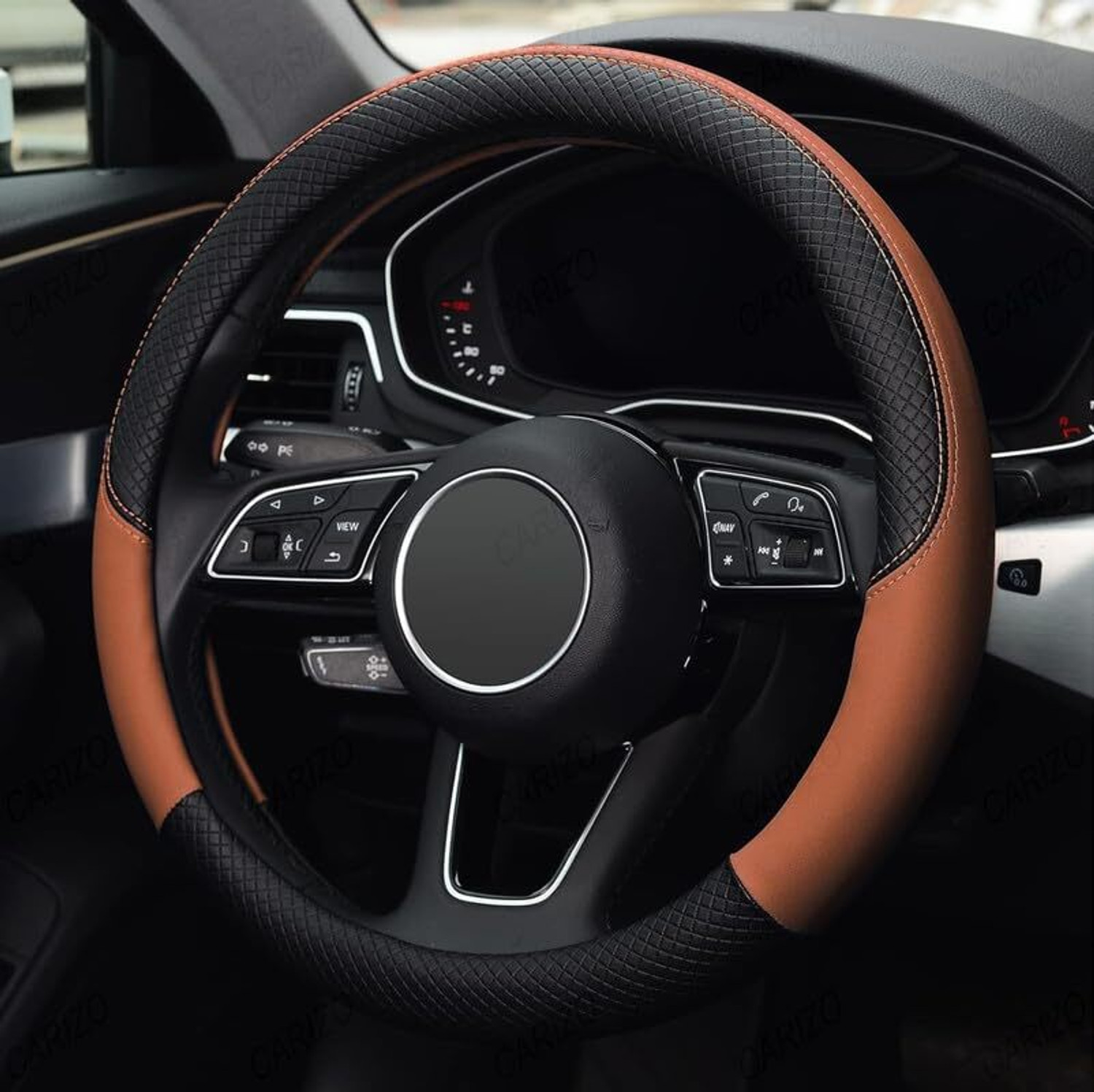 Image of Shri Radha Auto Hand Stiched Steering Cover For Universal For Car Universal For Car