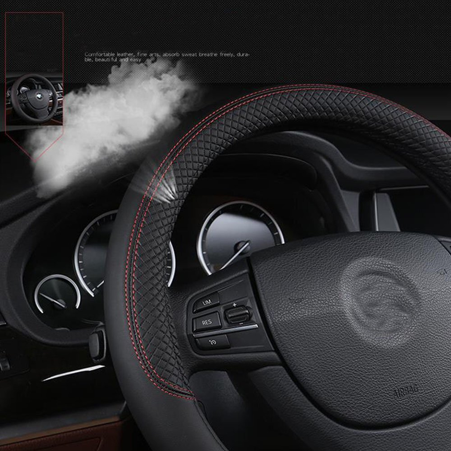 Image of Edylinn Hand Stiched Steering Cover For Universal For Car NA