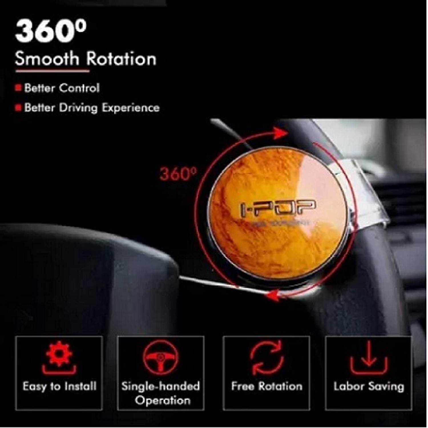 I-Pop Wood Finish Steering Wheel Knob - Image 3