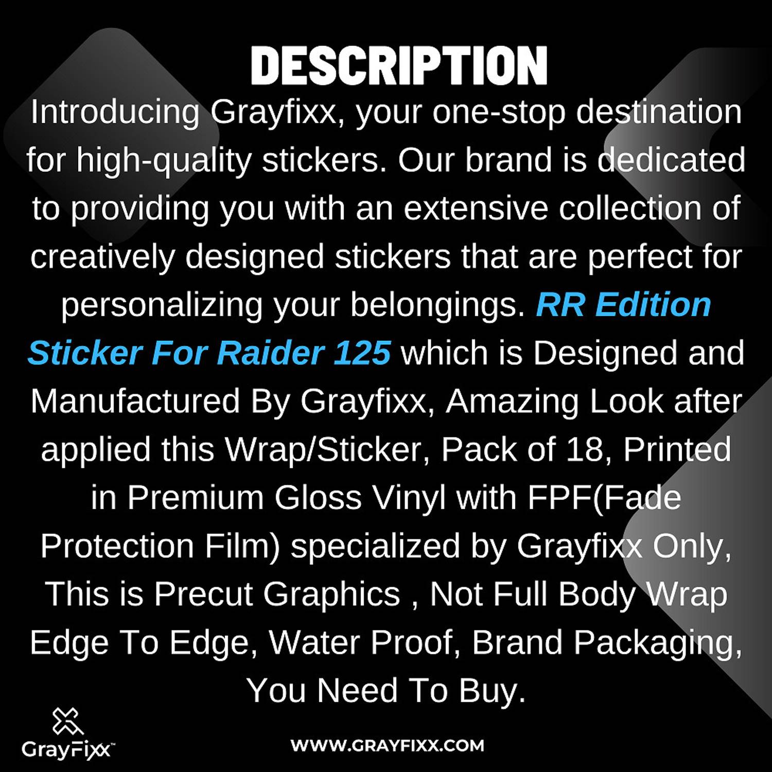 Grayfixx Black Bike Sticker & Decal - Image 4