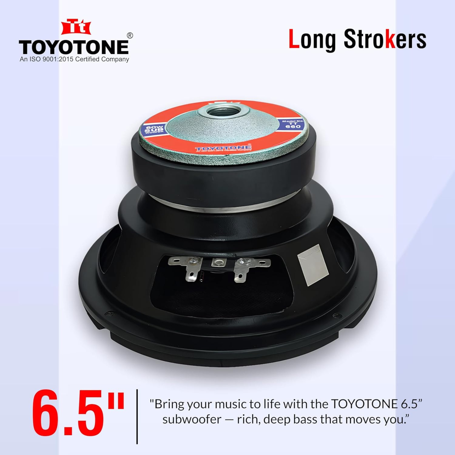 Image of TOYOTONE 6 inch HI-FI Subwoofer | Waterproof Coated Cone | 8 Ohms | Long Strokers | Rubber Edge| Y35 90*17 MM Magnet | 60 Watt ,(Subwoofer with 2 Tweeters) Subwoofer