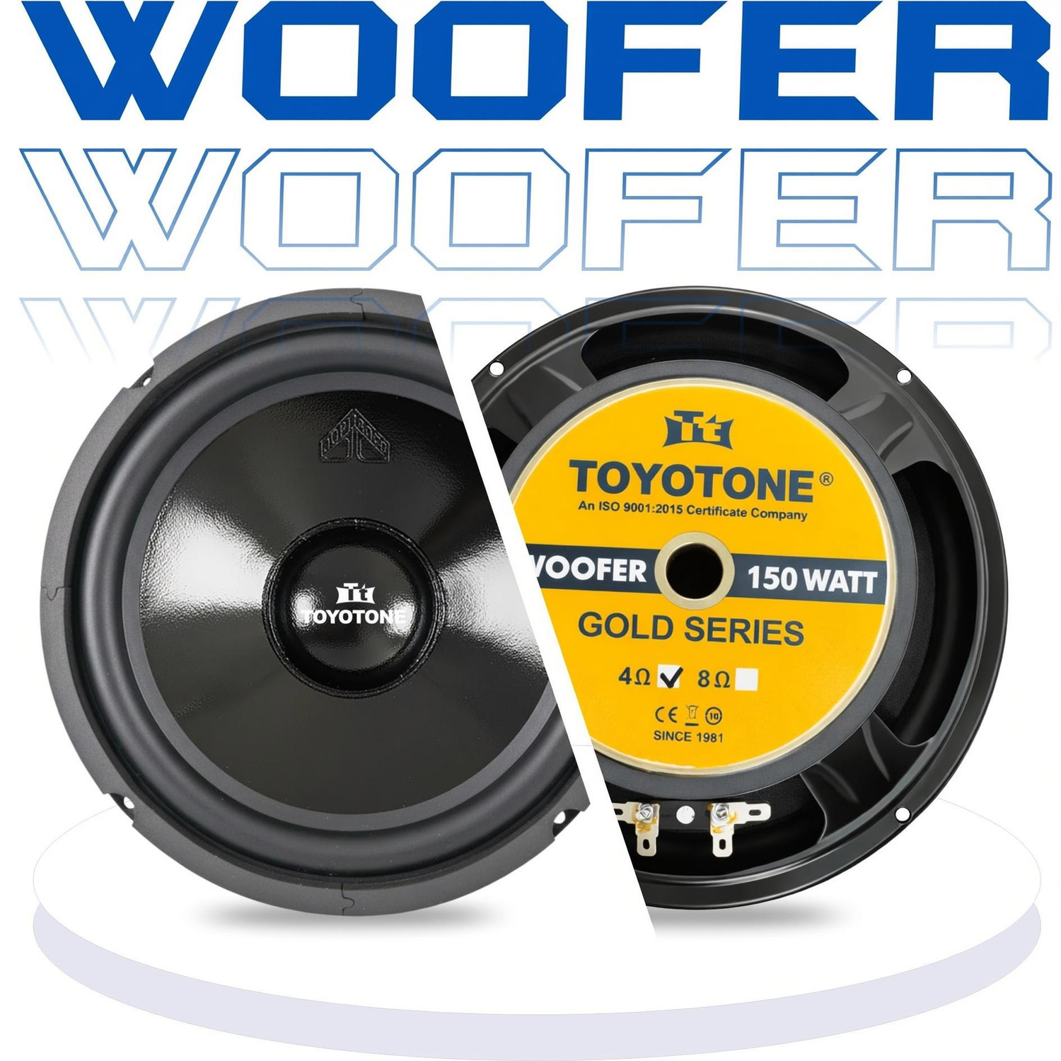 Image of TOYOTONE 8 inch Inch HI-FI Woofer Speaker | Copper Coil of 4 Ohms | Paper-Coated Rubber Edge Woofer | 120x20mm Single Magnet | 150 Watt for Car and Home Audio Subwoofer