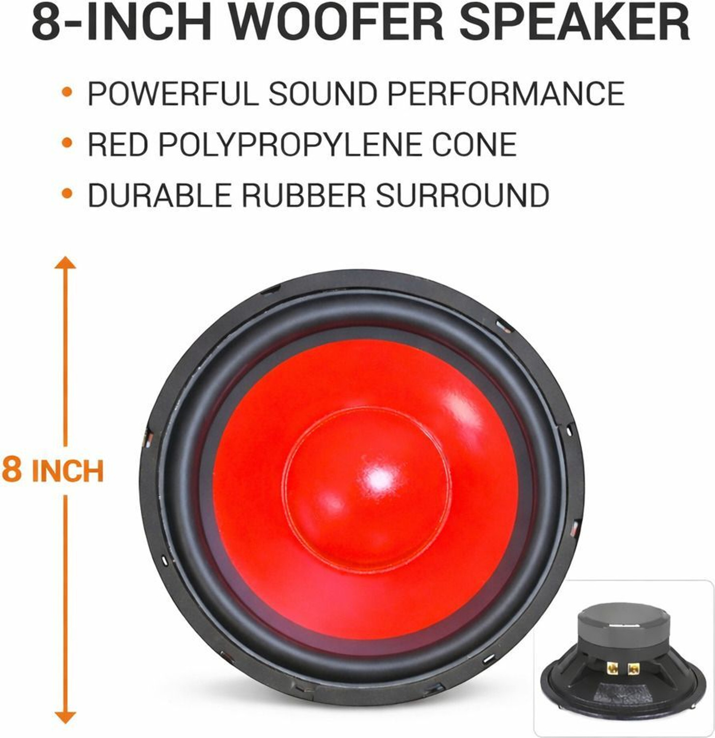 Image of CARSHADE 8'' inch woofer Audio Speaker 4ohm 120w HI-FI Speaker Sound Bass (BLACK) woofer Subwoofer