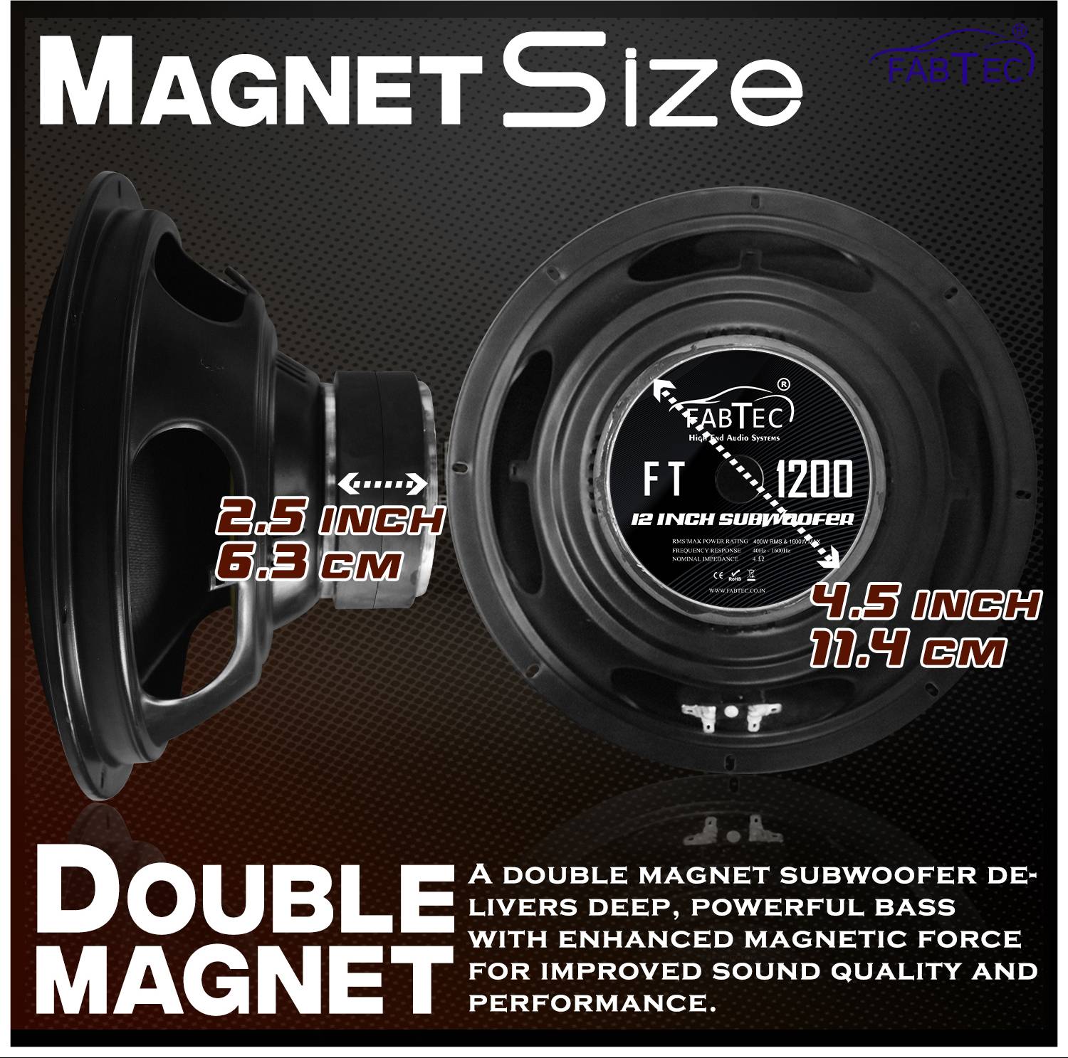 FABTEC 12 Inch 400W RMS Car Subwoofer - Image 5