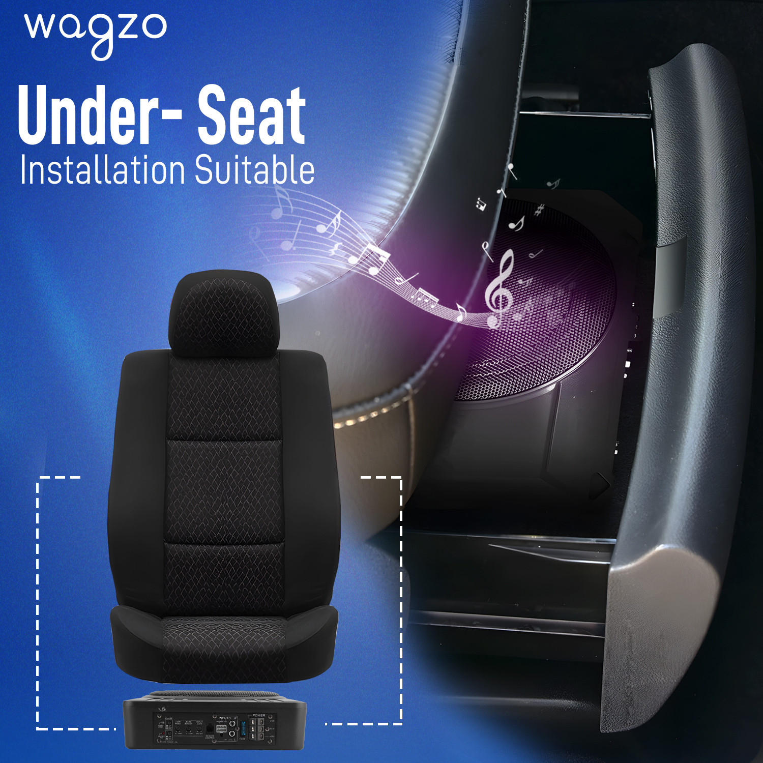 Image of Wagzo WAWF-06, N Series Car Subwoofer (10 Inches) Active Underseat Subwoofer