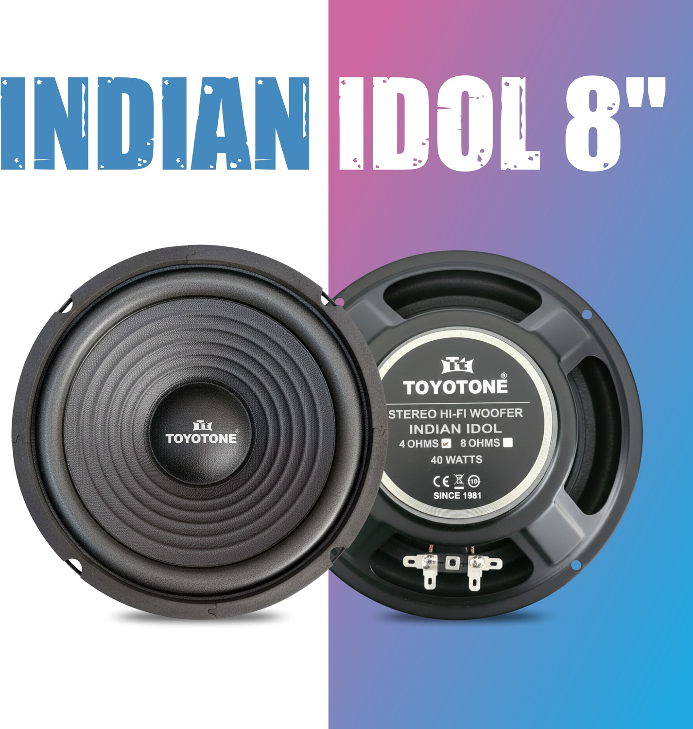 Image of TOYOTONE (Pack of 2) 8-Inch Hi-Fi Woofer Speaker - 4 Ohm Copper Coil | INDIAN-IDOL SERIES | for Car & Home Audio Systems Subwoofer