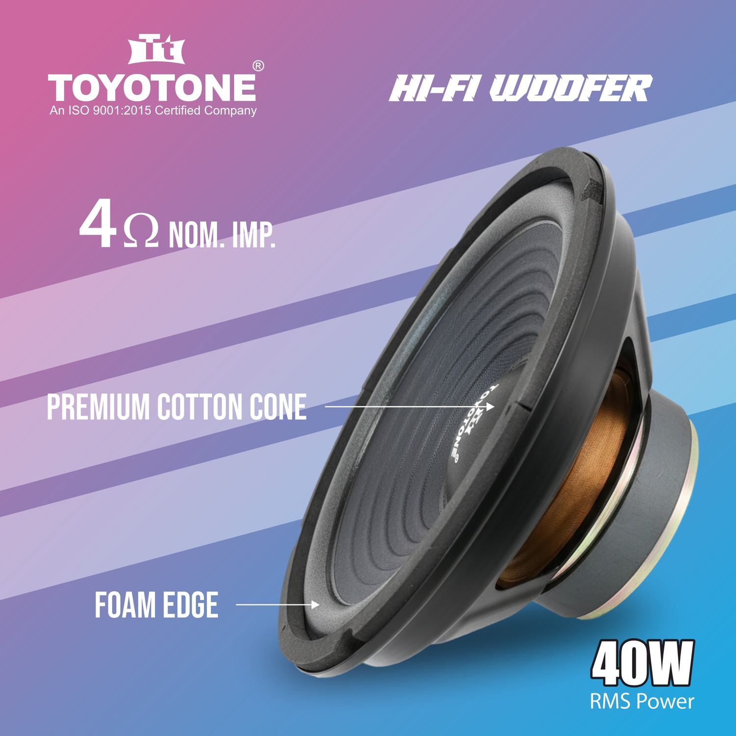 Image of TOYOTONE (Pack of 2) 8-Inch Hi-Fi Woofer Speaker - 4 Ohm Copper Coil | INDIAN-IDOL SERIES | for Car & Home Audio Systems Subwoofer