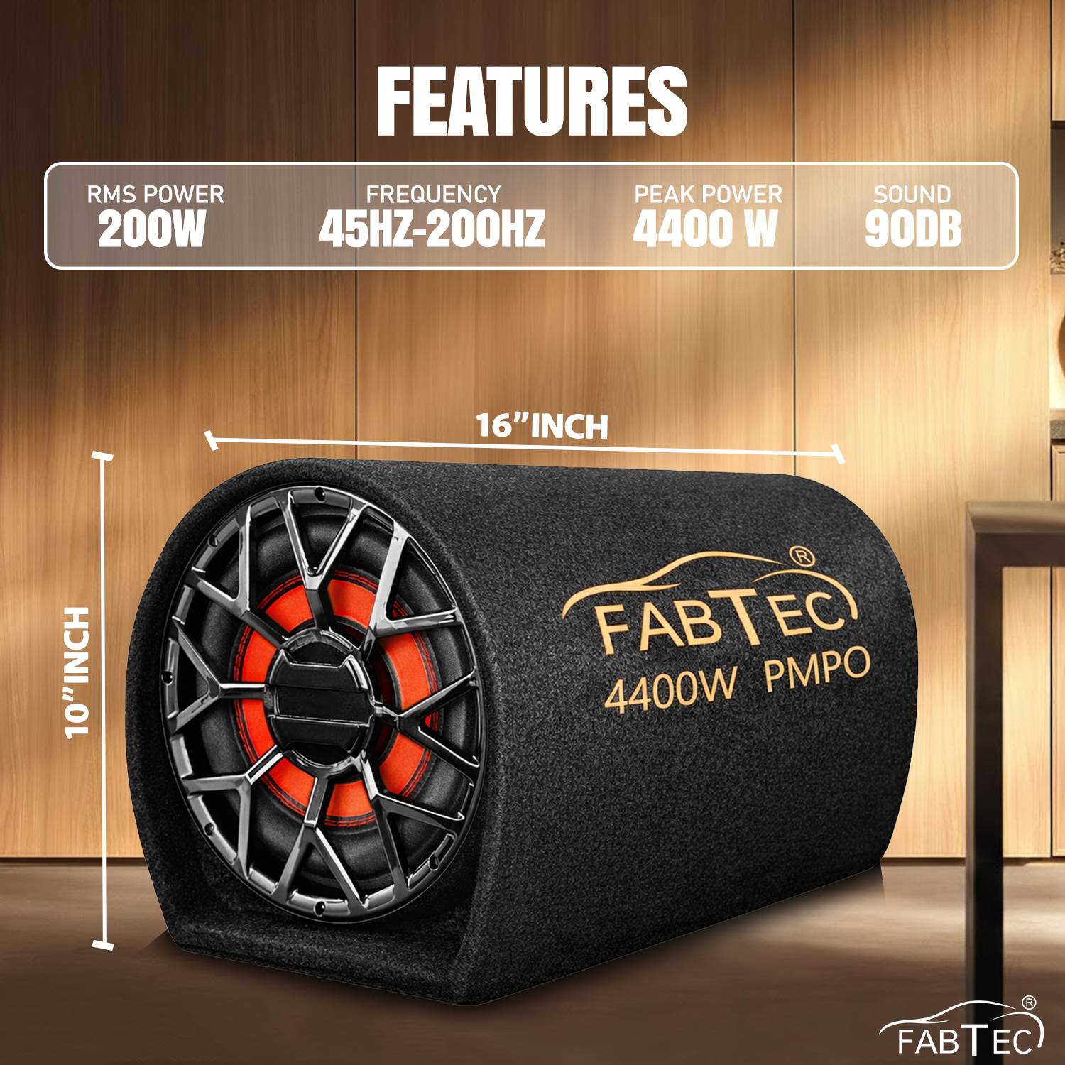 FABTEC 8 Inch Grey Active Car Bass Tube - Image 4