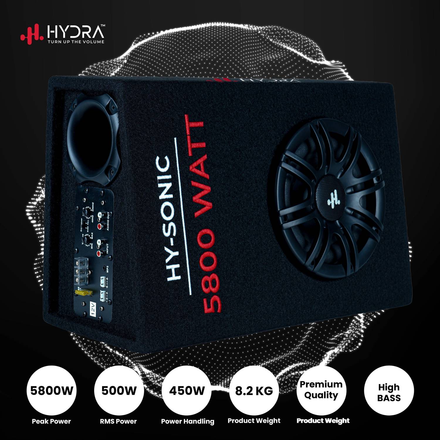 Hydra HY-SONIC 5800W 8 inch Powered Subwoofer - Image 2