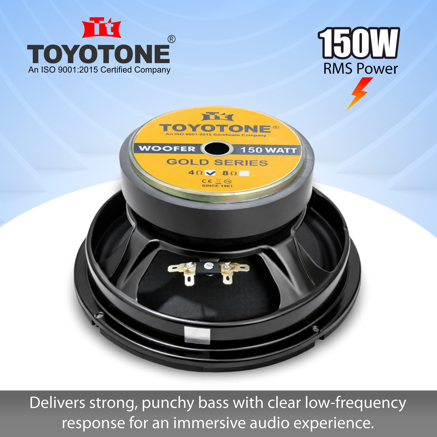 Image of TOYOTONE 8 inch Inch HI-FI Woofer Speaker | Copper Coil of 4 Ohms | Paper-Coated Rubber Edge Woofer | 120x20mm Single Magnet | 150 Watt for Car and Home Audio Subwoofer