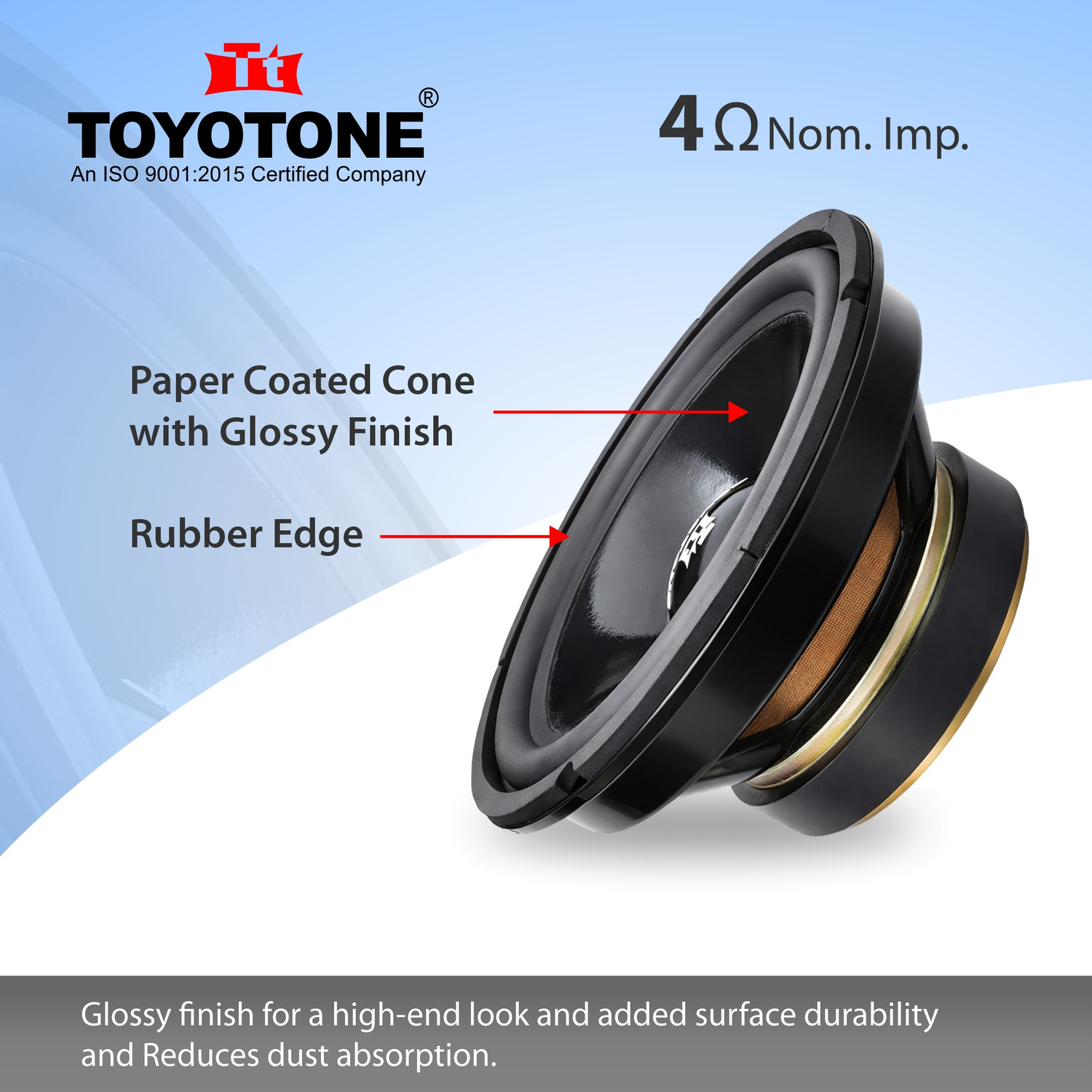 Image of TOYOTONE 8 inch Inch HI-FI Woofer Speaker | Copper Coil of 4 Ohms | Paper-Coated Rubber Edge Woofer | 120x20mm Single Magnet | 150 Watt for Car and Home Audio Subwoofer
