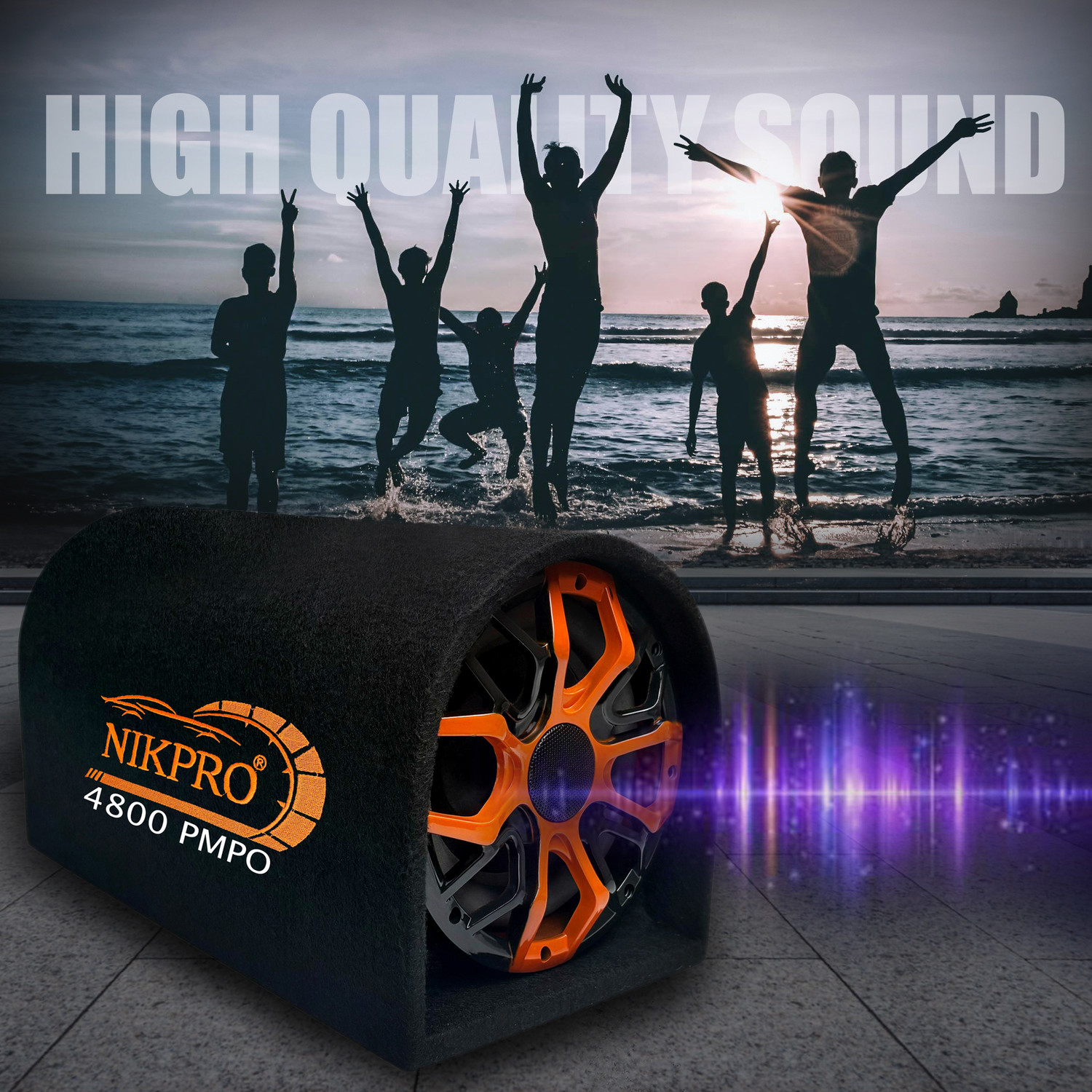 Image of NIKPRO Built-in amplifier car bass tube Plug and Play 10 inch Car Bass Tube with a built-in amplifier Subwoofer