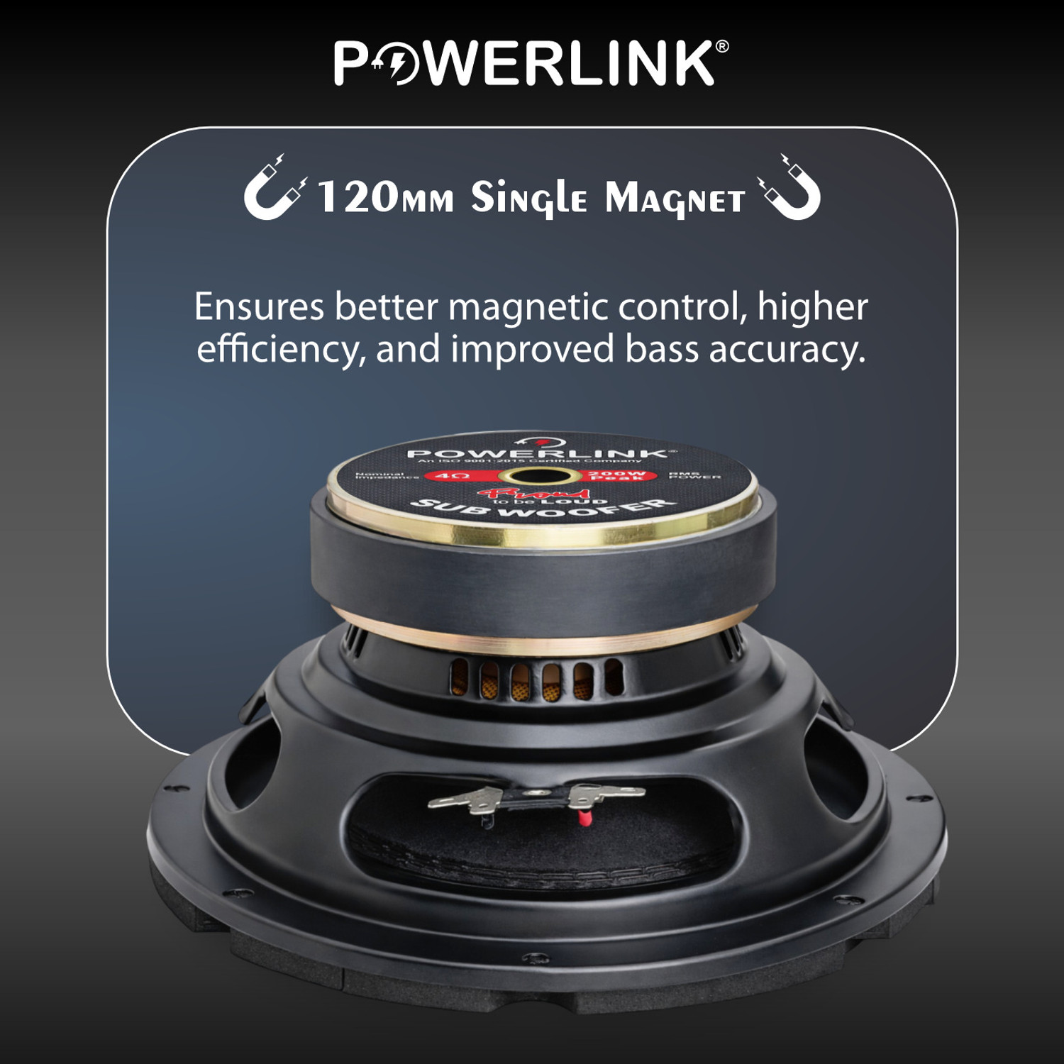 Image of Powerlink 8 inch Subwoofer Imported Black SPL Foam - 200W Peak RMS Power /4-Ohm /1.5-Inch Copper Coil / 120mm Single Magnet Subwoofer Subwoofer