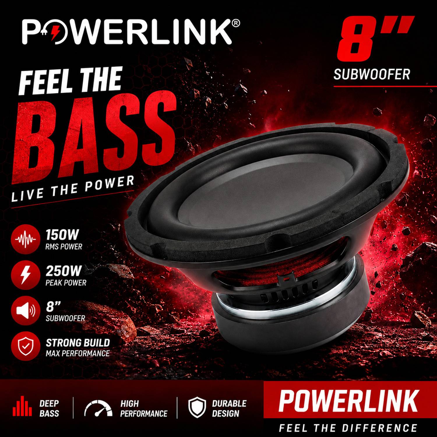 TECH-LOBBY TL-JCK-820 8 inch Subwoofer - Image 5
