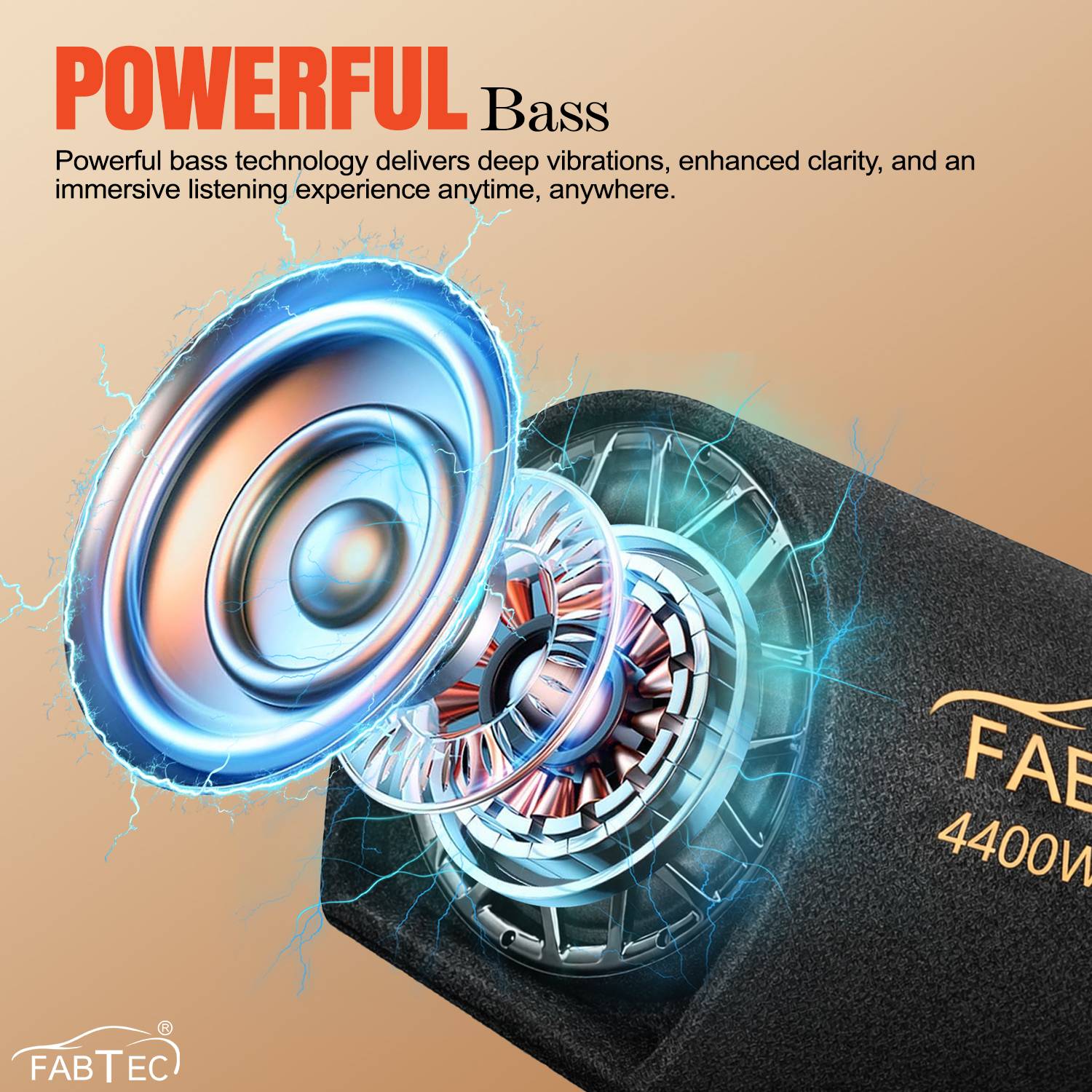 FABTEC 8 Inch Grey Active Car Bass Tube - Image 3