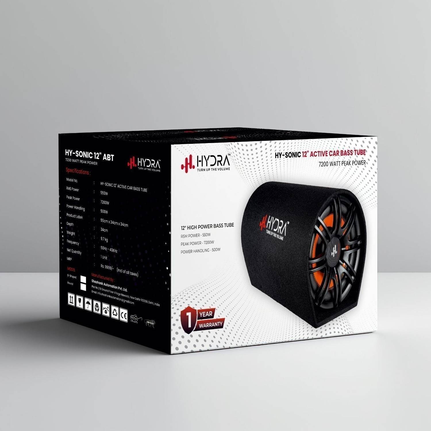 Hydra HY-SONIC-12ABT 12 inch Active Car Subwoofer - Image 4