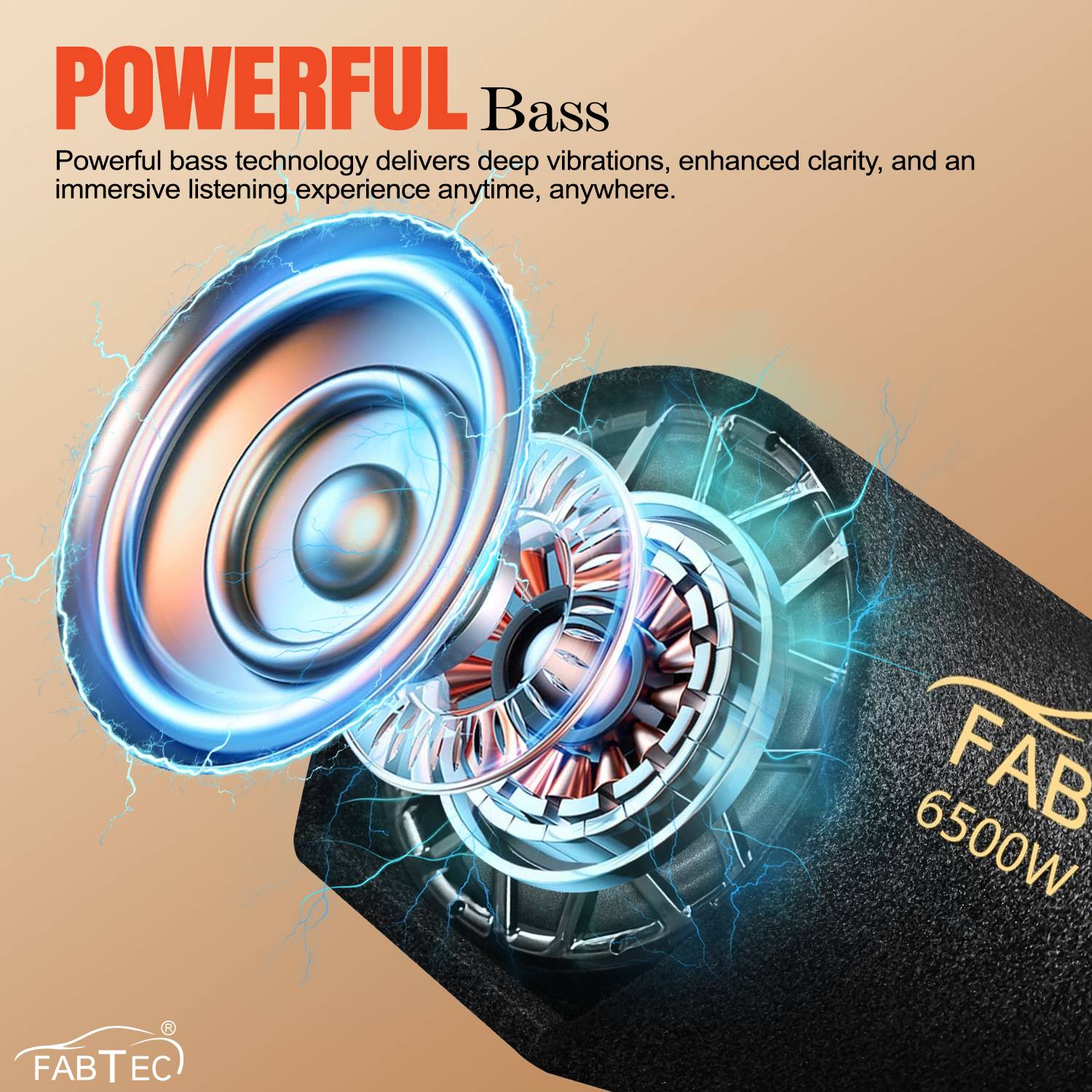 FABTEC 12 Inch Grey Car Subwoofer with Amplifier - Image 4