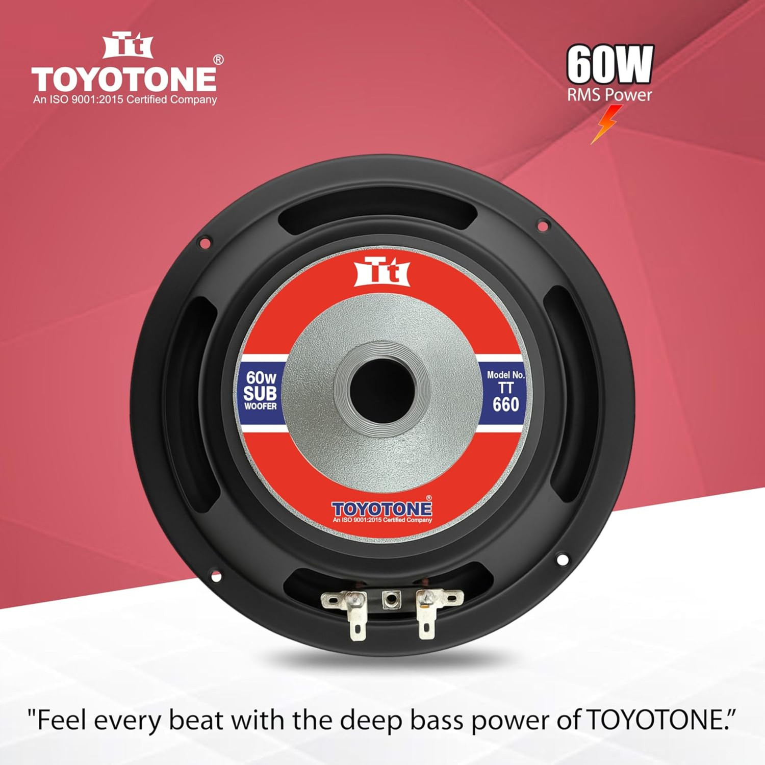 Image of TOYOTONE 6 inch HI-FI Subwoofer | Waterproof Coated Cone | 8 Ohms | Long Strokers | Rubber Edge| Y35 90*17 MM Magnet | 60 Watt ,(Subwoofer with 2 Tweeters) Subwoofer