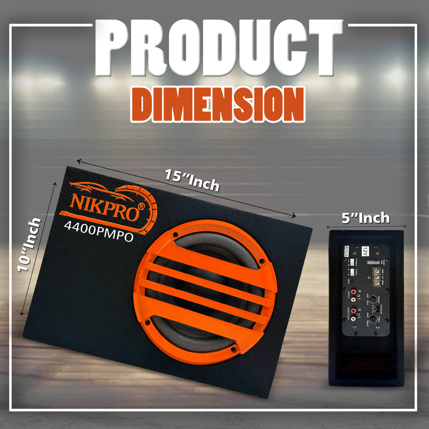 Image of NIKPRO Under Seat Car Bass Tube 4400W Peak Power Active Subwoofer Bass Tube Built-in Amplifier Subwoofer