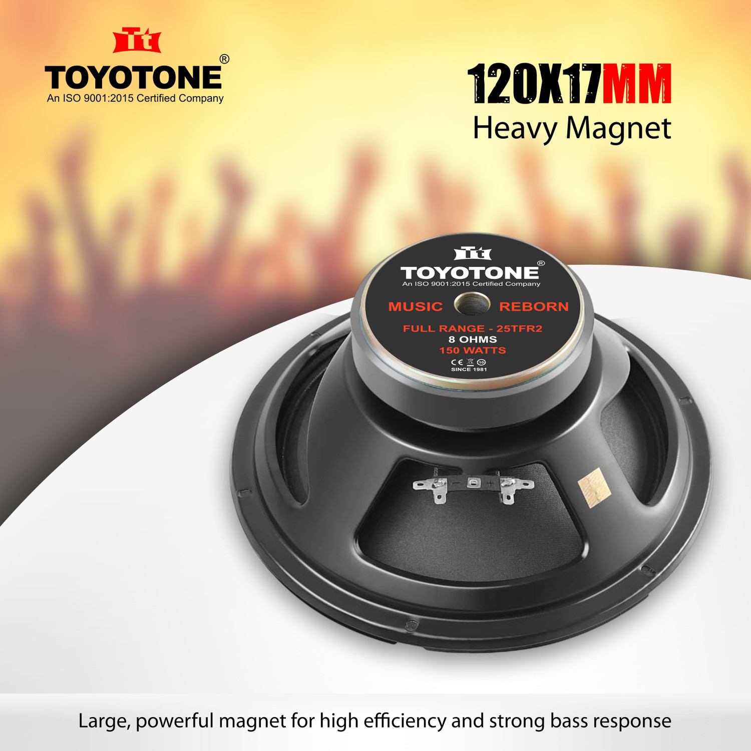 Image of TOYOTONE 10 inch 150W Full Range Audio Speaker Stereo Woofer Loudspeaker | 10 inchDual Cone With Cloth Edge 8 Ohm Impedance | 120x17 MM Ferrite Magnet | 25.4mm Voice Coil Subwoofer