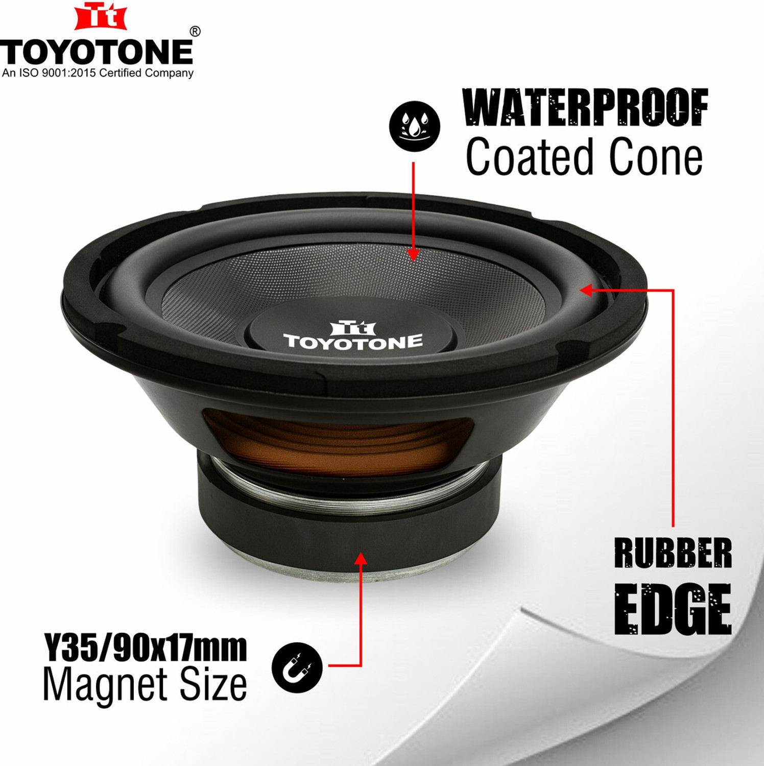 Image of TOYOTONE 6 inch HI-FI Subwoofer | 8 Ohms | Long Strokers | Waterproof Coated Cone | Y35 90*17 MM Magnet | Rubber Edge | 60 Watt for Home Theatre, Bass Tubes Subwoofer