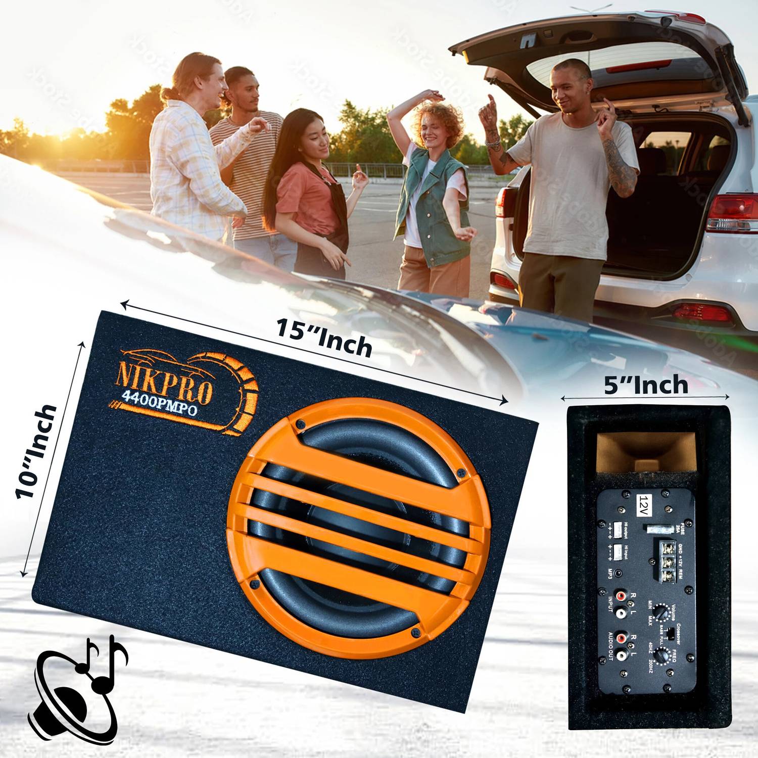 NIKPRO 8 Inch Car Under Seat Subwoofer - Image 1
